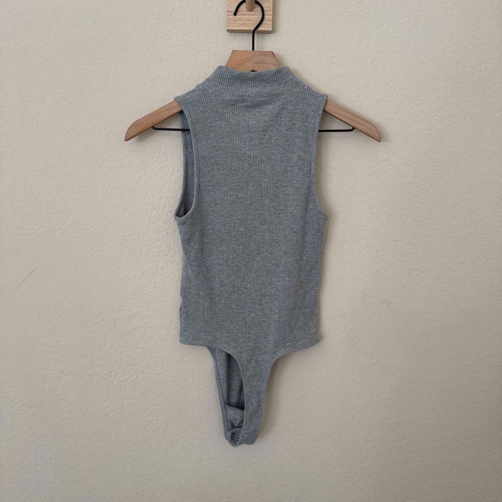 Other Aerie Sleeveless Mock Neck Ribbed Bodysuit Women’s S Gray Size ONE SIZE - 3 Thumbnail