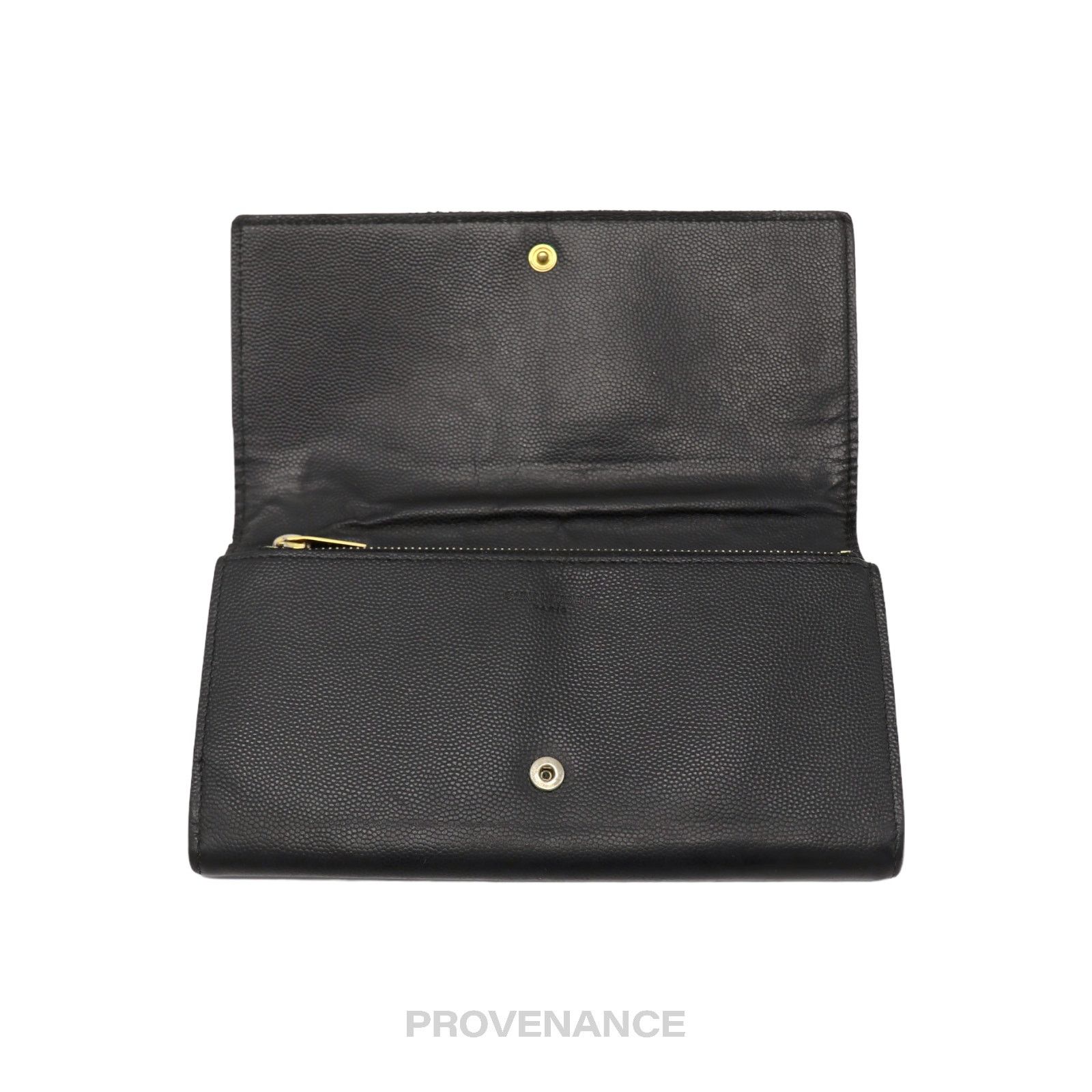 Saint Laurent Paris 🔴 Saint Laurent Paris SLP Long Pebbled Wallet - Black Size ONE SIZE - 6 Thumbnail