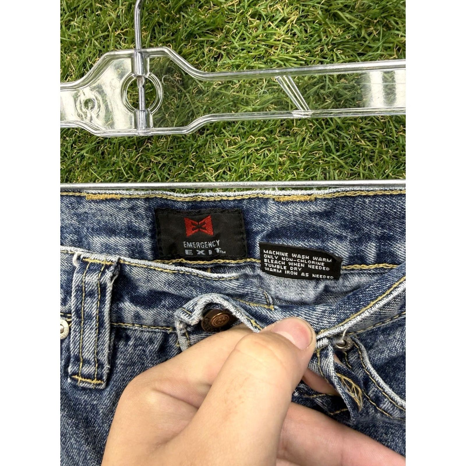 Denime VINTAGE Emergency Exit Jeans Mens 34x32 Denim 5-Pocket Bootcut Cotton Blue 90s Womens? Size US 34 / EU 50 - 4 Thumbnail