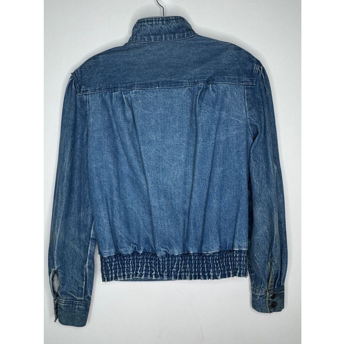 Vintage 1980s Vintage Denim Puff Sleeve Bomber Jacket Women’s Medium Size M / US 6-8 / IT 42-44 - 2 Thumbnail