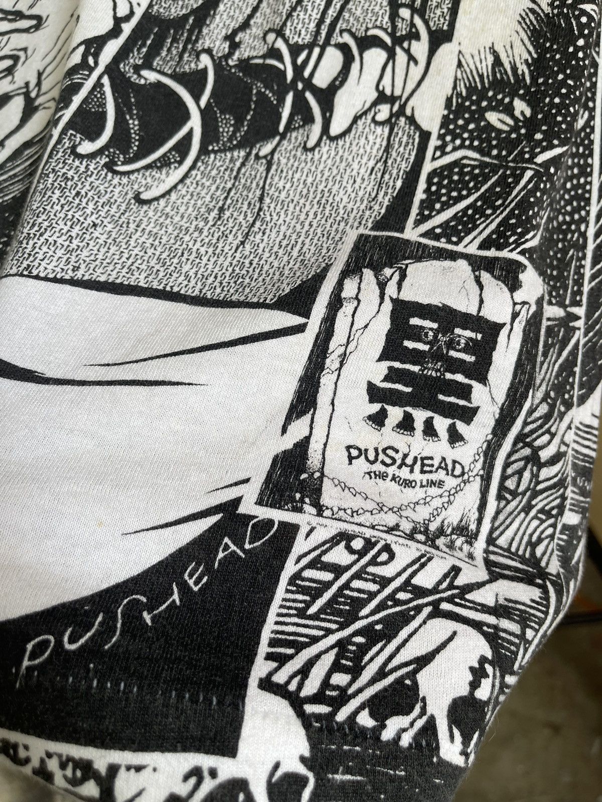 Band Tees × Vintage 1990 Vintage Septic Death Pushead Kuro Line Size US L / EU 52-54 / 3 - 7 Thumbnail