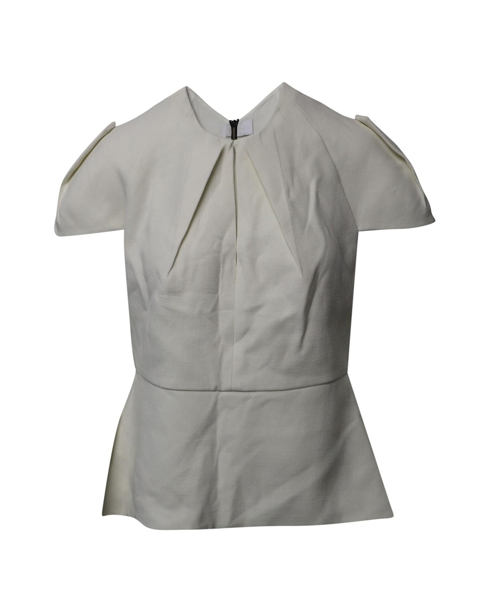 image of Cutout Peplum Top In White Polyester By Roland Mouret, Women's (Size XL)