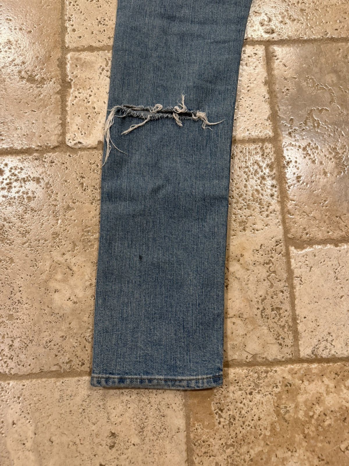 Saint Laurent Paris Saint Laurent x Hedi FW14 Knee Cut Slit Blue Wash D02 Denim Size US 34 / EU 50 - 9 Thumbnail