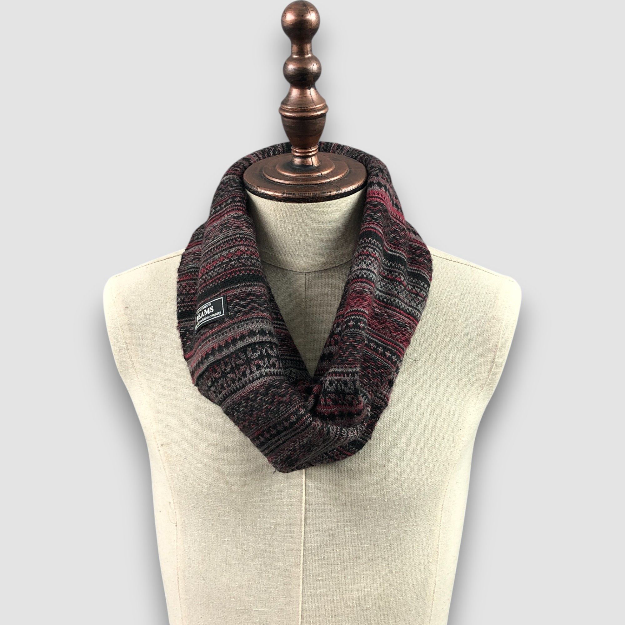 Beams Plus Vintage Beams Infinity Wool Scarf Ribbed Knit Scarves Size ONE SIZE - 1 Thumbnail