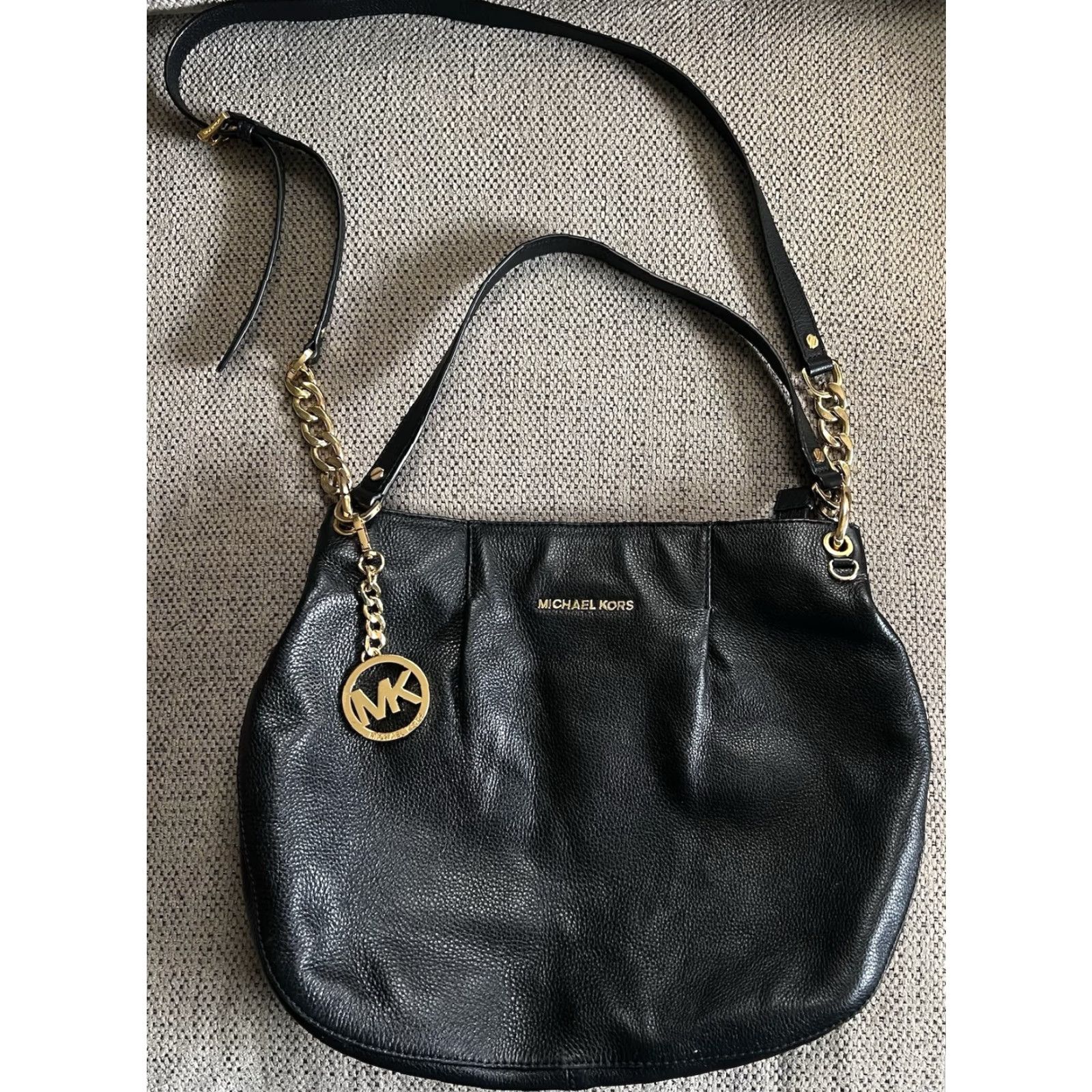 Michael Kors MICHAEL KORS Bedford Shoulder Bag PEBBLED Leather Convertible Purse Large Black EUC Bags Womens Size ONE SIZE - 2 Thumbnail