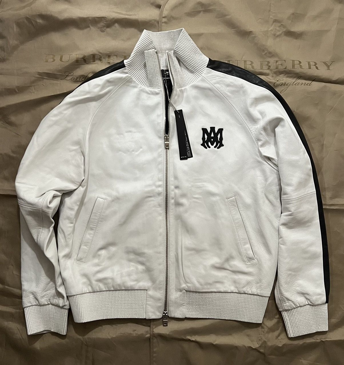 image of Amiri M.a. Logo-Appliqué Leather Size 52 White $3,390, Men's