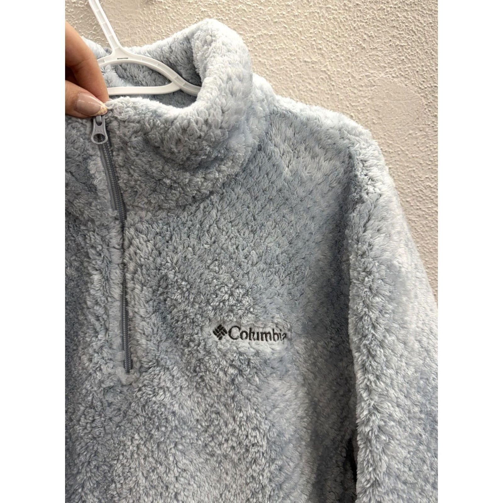 Vintage Columbia Sweatshirt XL Blue Quarter Zip Fuzzy Sherpa Fleece Womens Pullover High Neck Long Sleeve Casual Outdoor City Indoor Size XL / US 12-14 / IT 48-50 - 2 Thumbnail