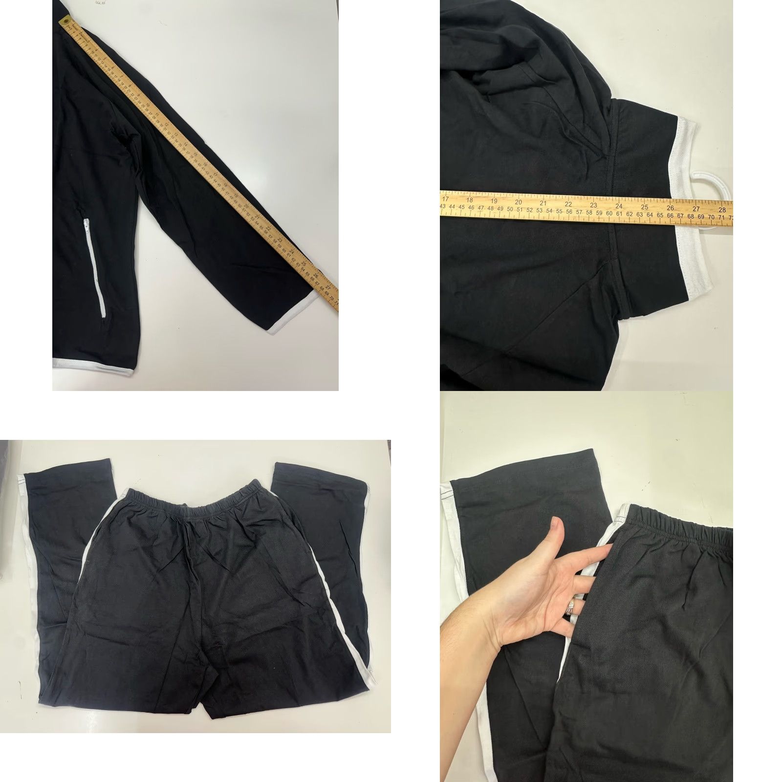 Vintage Anthony Richards Pantset Womens XL Black White Two-Piece Petite Contrast Stripe 90s Classic Size 40" / US 18 - 8 Thumbnail
