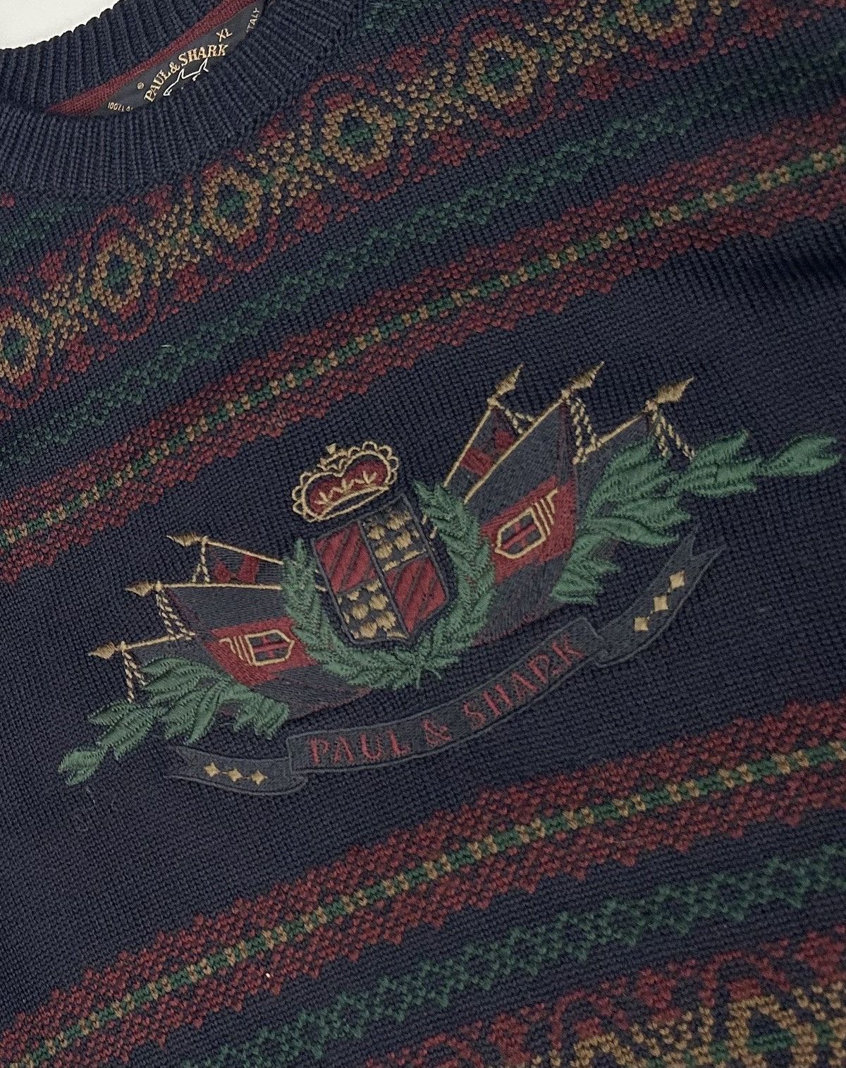 Paul & Shark × Vintage Vintage Paul & Shark Yachting Fair Isle Wool Knit Sweater Size US XL / EU 56 / 4 - 4 Thumbnail