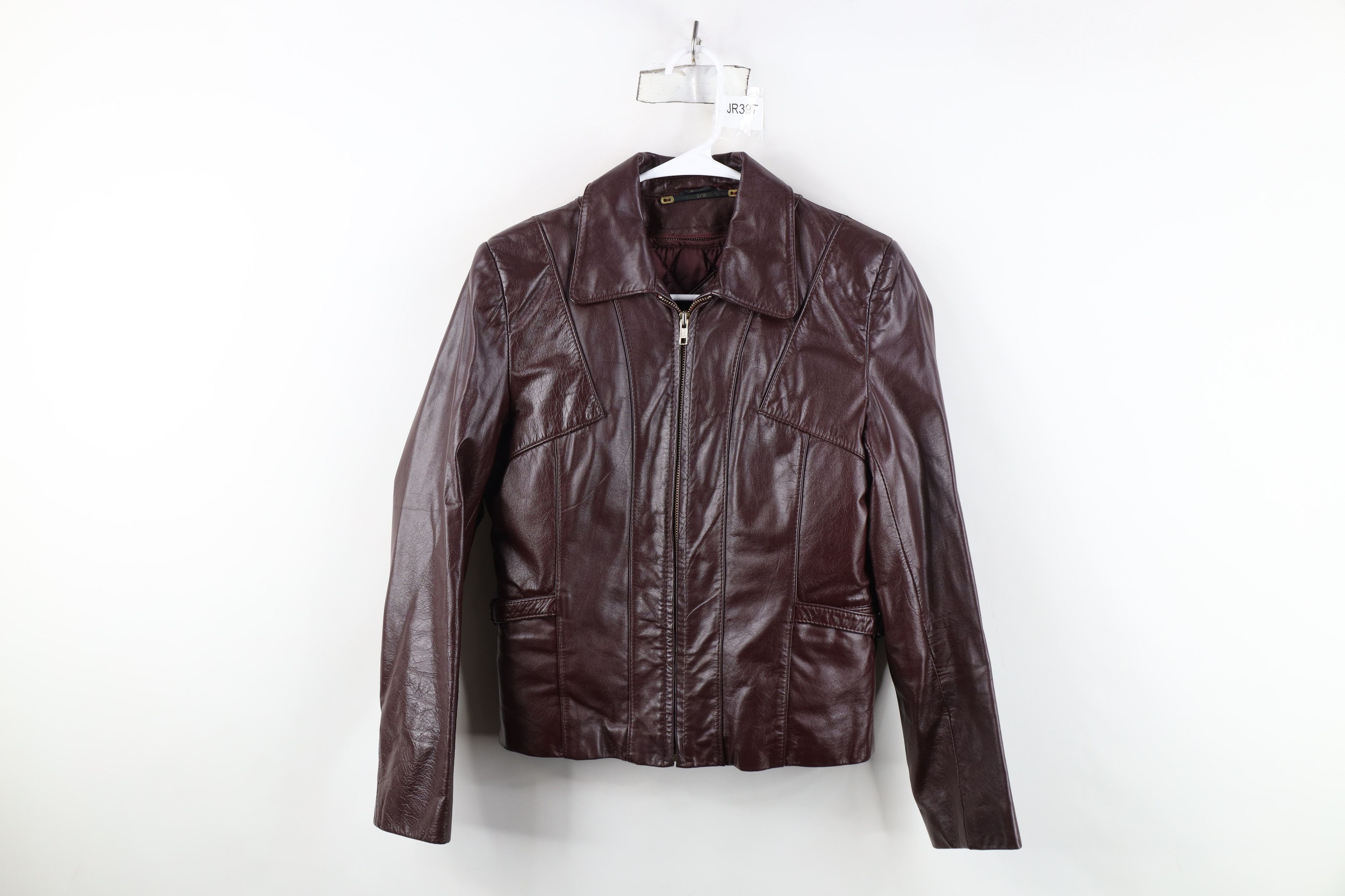 Vintage Vintage 70s Streetwear Buckle Back Leather Jacket Oxblood Size L / US 10 / IT 46 - 1 Thumbnail