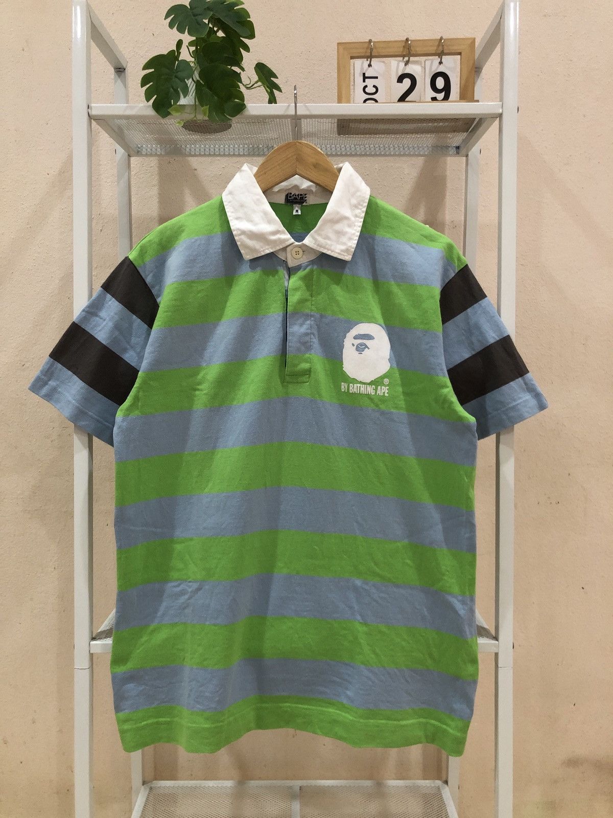 Bape BAPE A Bathing Ape Striped Polo Rugby Shirts Size US M / EU 48-50 / 2 - 1 Thumbnail