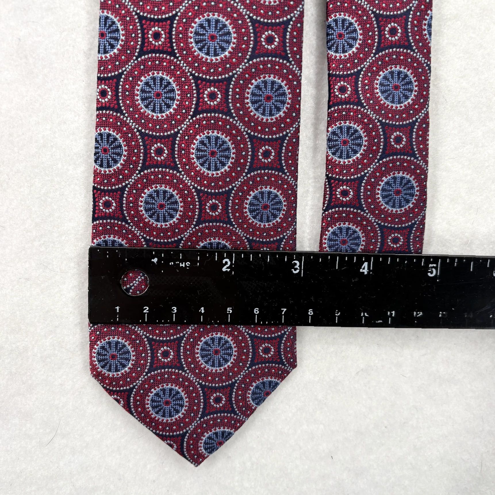 Joseph Abboud Joseph Abboud Tie Mens Red 100% Silk Geometric Designer Business Formal Neckwear Size ONE SIZE - 4 Thumbnail