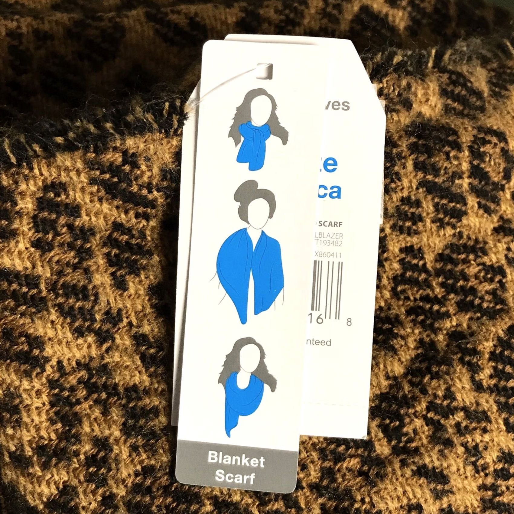 Vintage Time And Tru Women Leopard Print Reverse To Solid Knit Blanket Scarf One Size Size ONE SIZE - 2 Thumbnail