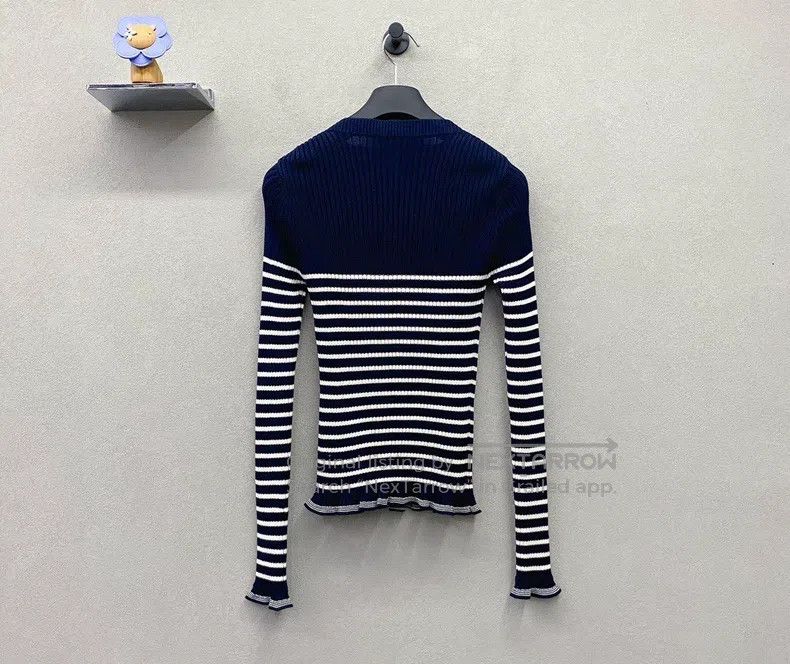 Dior Dior Navy blue five-pointed star jacquard striped sweater Size XXS / US 00 / IT 34 - 4 Thumbnail