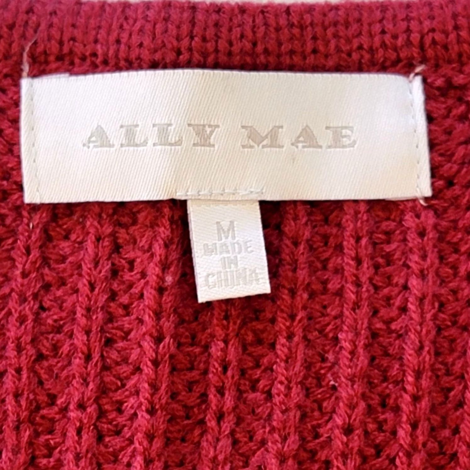 Vintage Ally Mae Cable Knit Cardigan Sweater Women M Burnt Red Lantern Sleeve Buttons Size M / US 6-8 / IT 42-44 - 7 Thumbnail