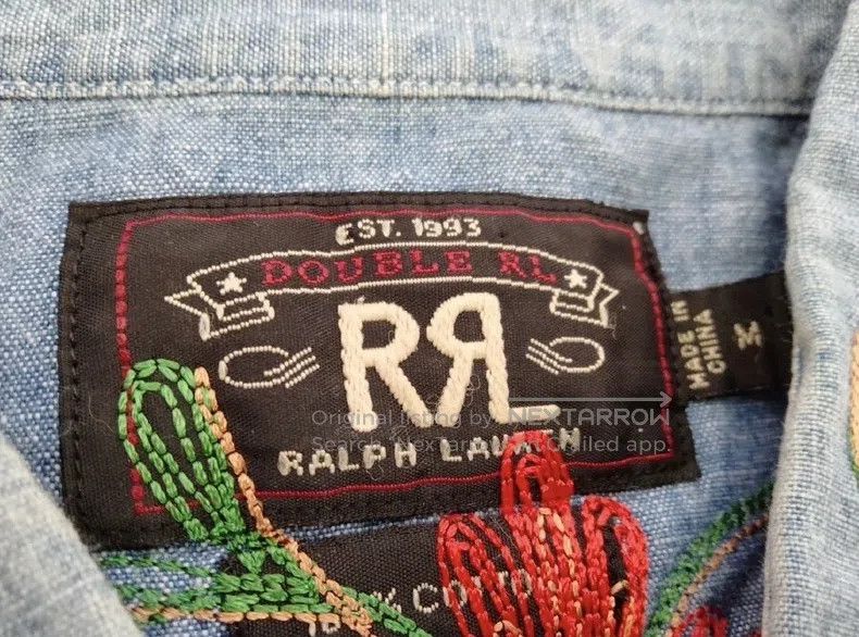 RRL Ralph Lauren RRL Ralph Lauren Western embroidery floral denim shirt Size US M / EU 48-50 / 2 - 6 Thumbnail