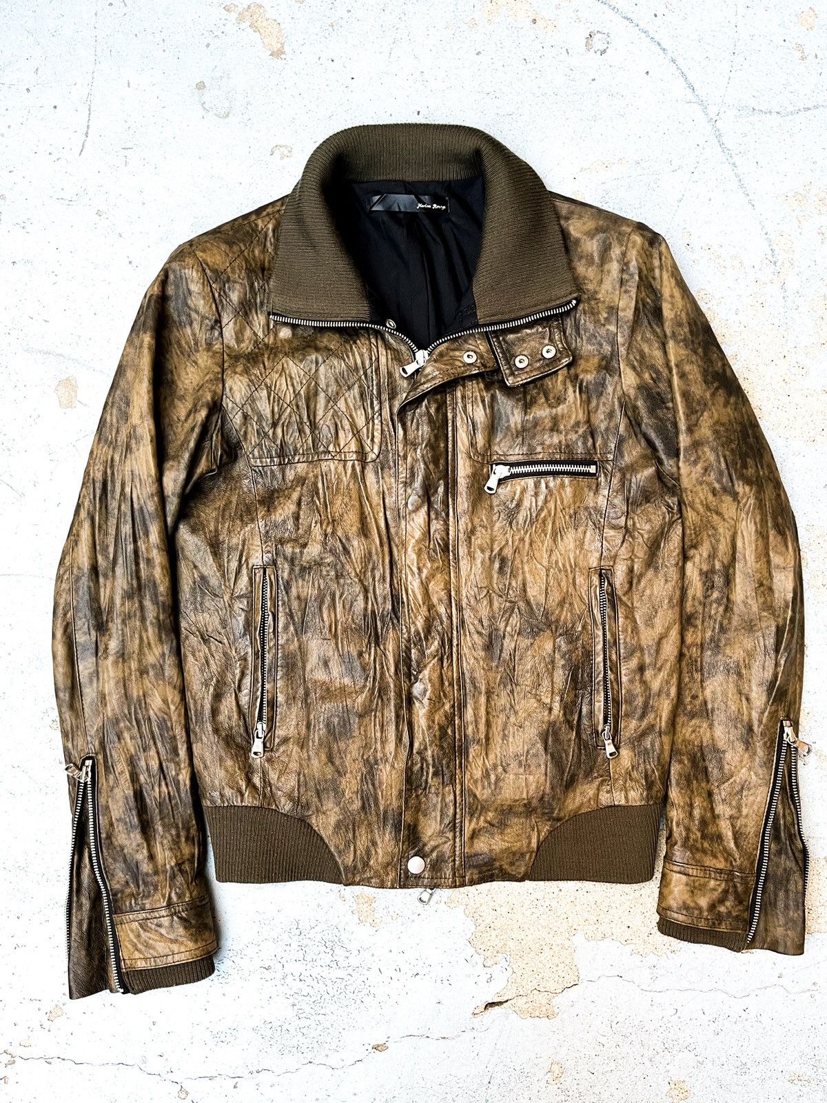 image of If Six Was Nine x Le Grande Bleu L G B Harlem Rounge Brown Leather Jacket, Men's (Size Medium)