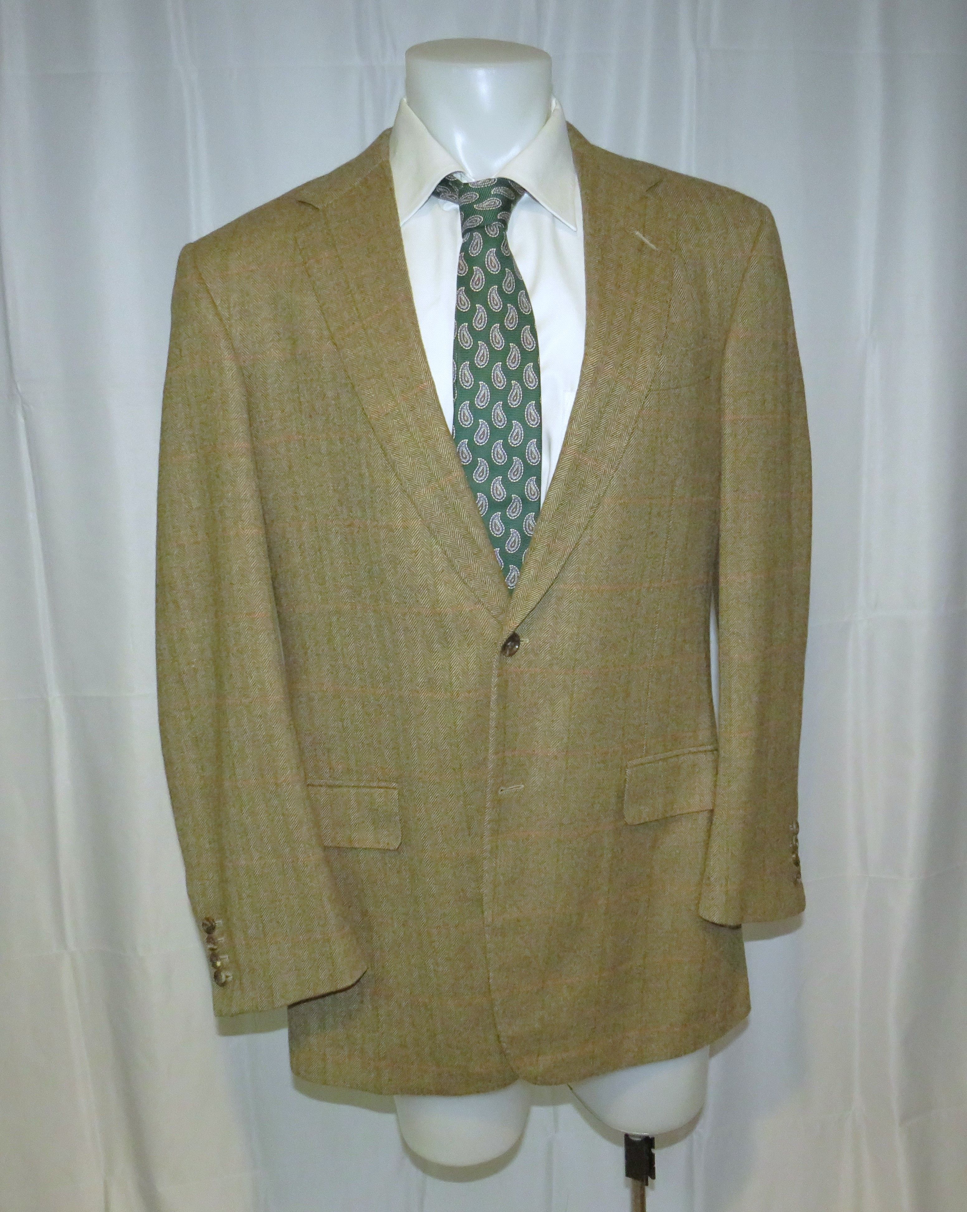 Oxxford Clothes Highest Quality Light Brown HBONE Cashmere Blend Blazer 42L Size 42L - 6 Thumbnail