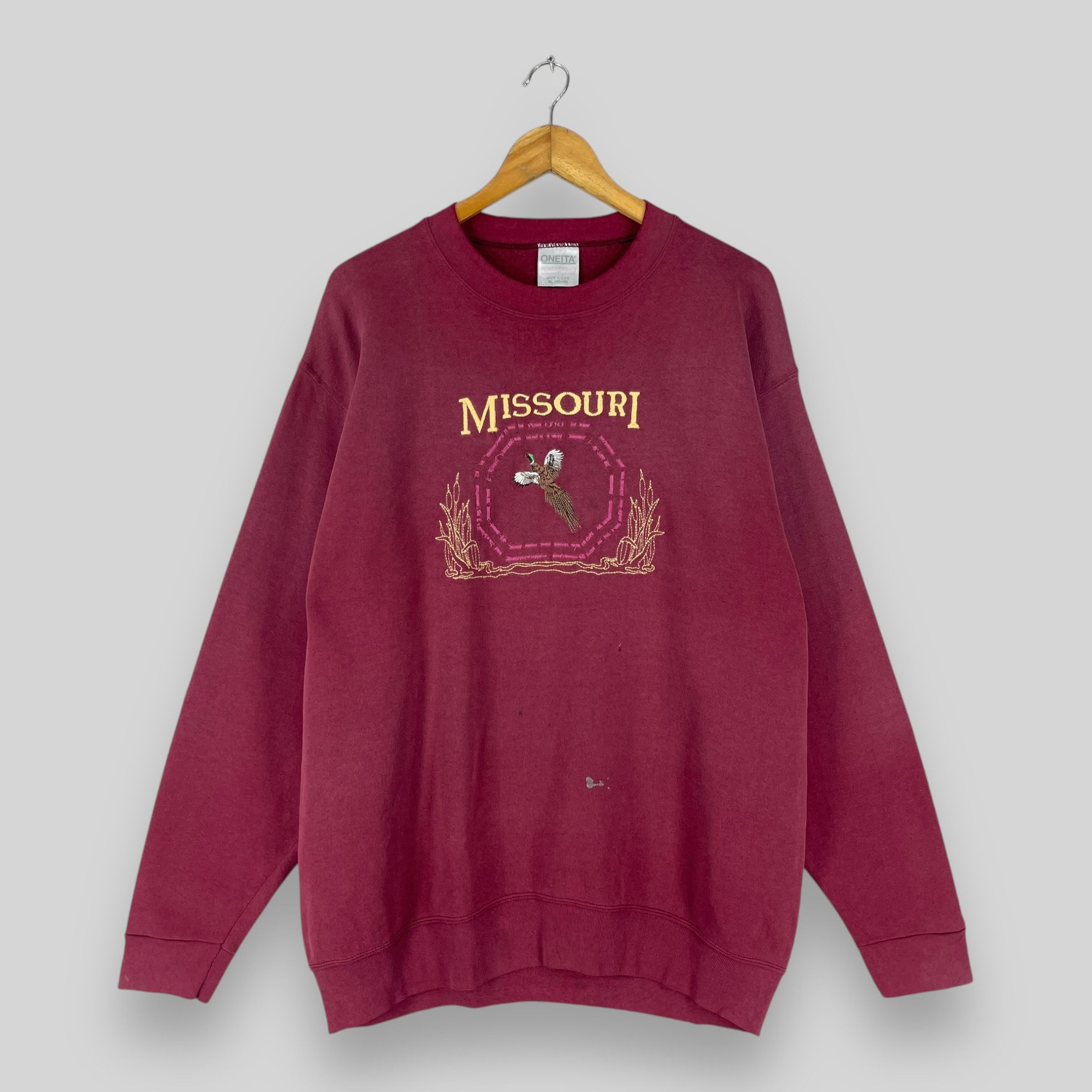 Vintage Vintage MISSOURI Spellout Embroidery Distressed Sweatshirt Size US XL / EU 56 / 4 - 1 Thumbnail
