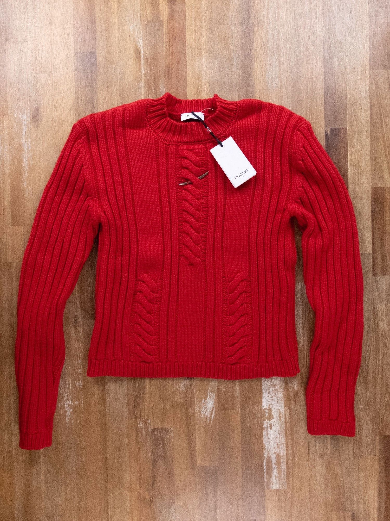 Mugler MUGLER red metallic bar wool cashmere sweater Medium q Size M / US 6-8 / IT 42-44 - 5 Thumbnail