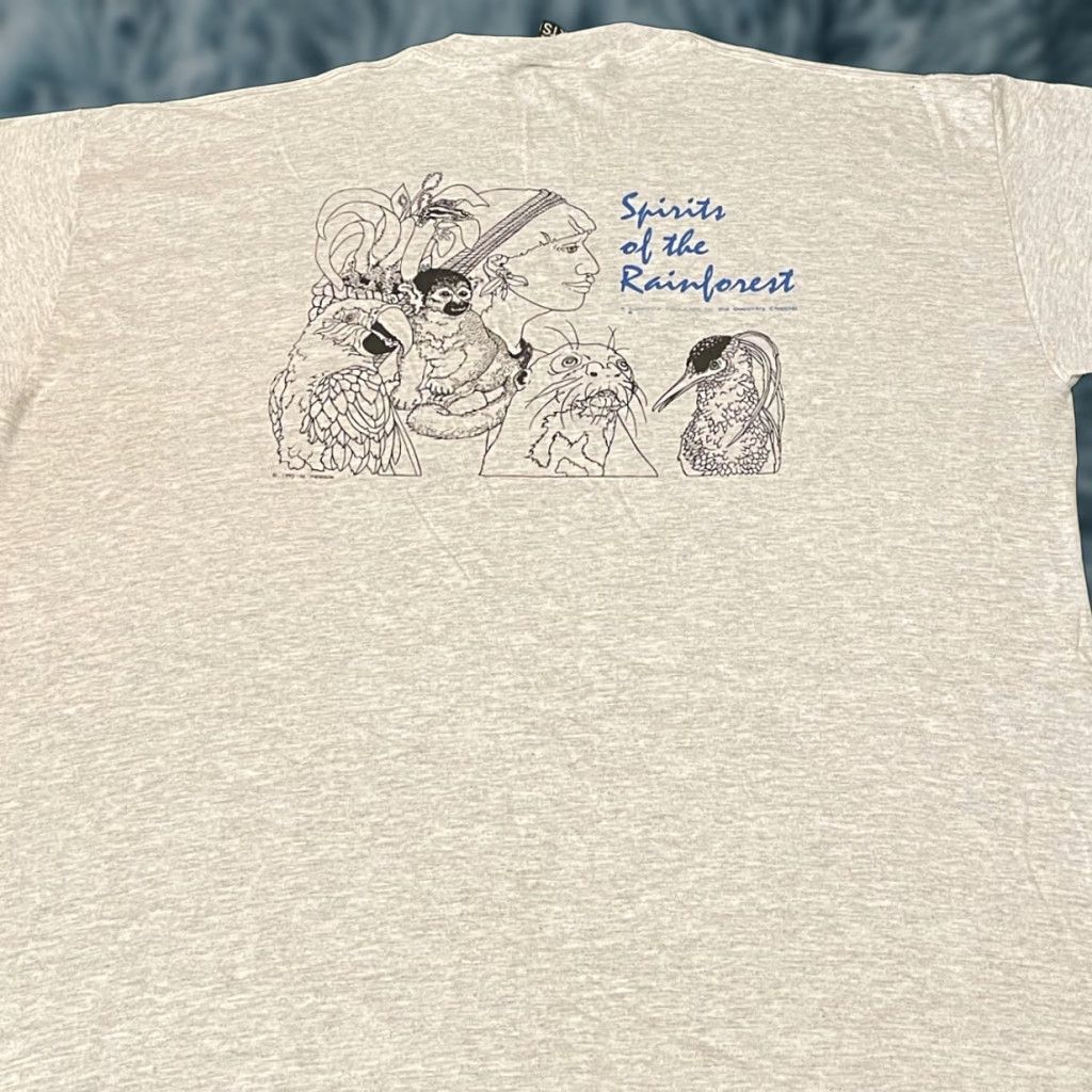 Chanel VINTAGE Spirits Of The Rainforest Discovery Channel TV Promo Shirt 2XL Gray 90s Mens Shirt Size US XXL / EU 58 / 5 - 1 Thumbnail