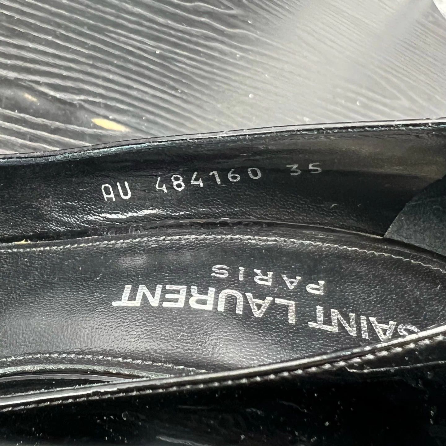 Saint Laurent Paris YSL Black Silver Patent Heels EUR35 LikeNew Box Size US 5 / IT 35 - 7 Thumbnail