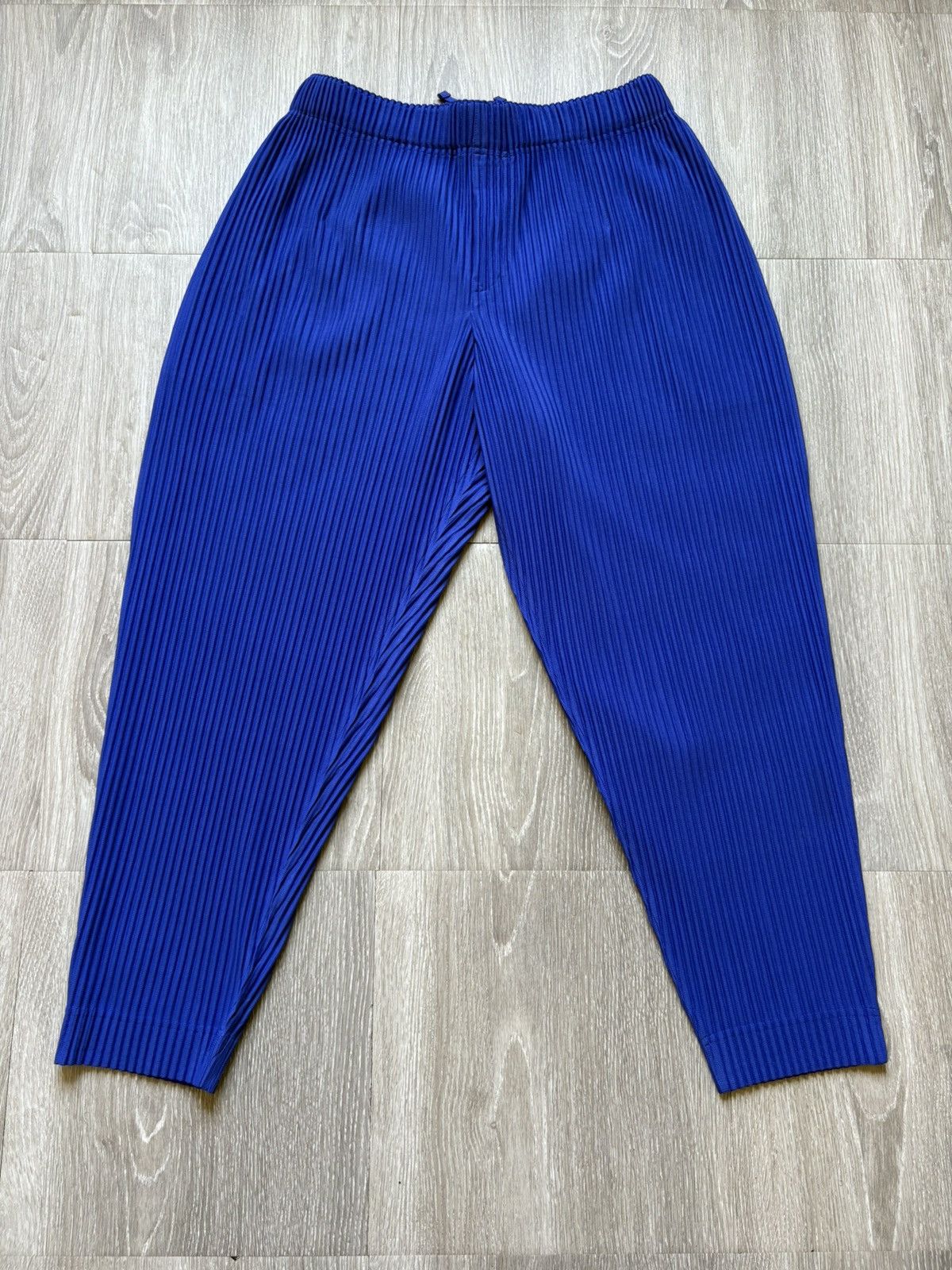 Homme Plisse Issey Miyake Homme Issey Miyake Blue Pleated Plisse Trouser Size US 32 / EU 48 - 2 Thumbnail