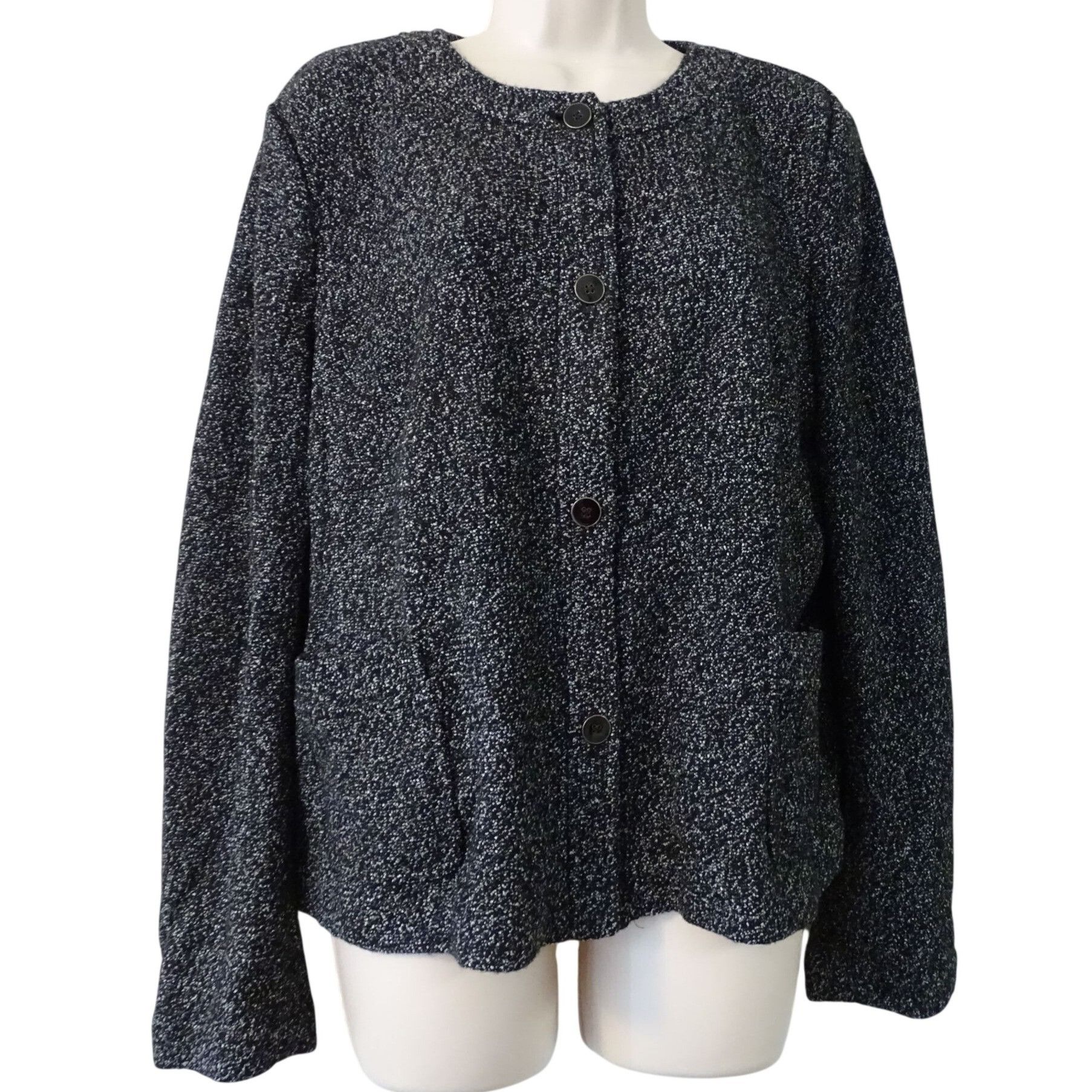 Talbots Talbots Women Black Speckle Knit Blazer Jacket Size 16 Size XXL / US 16-18 / IT 52-54 - 2 Thumbnail