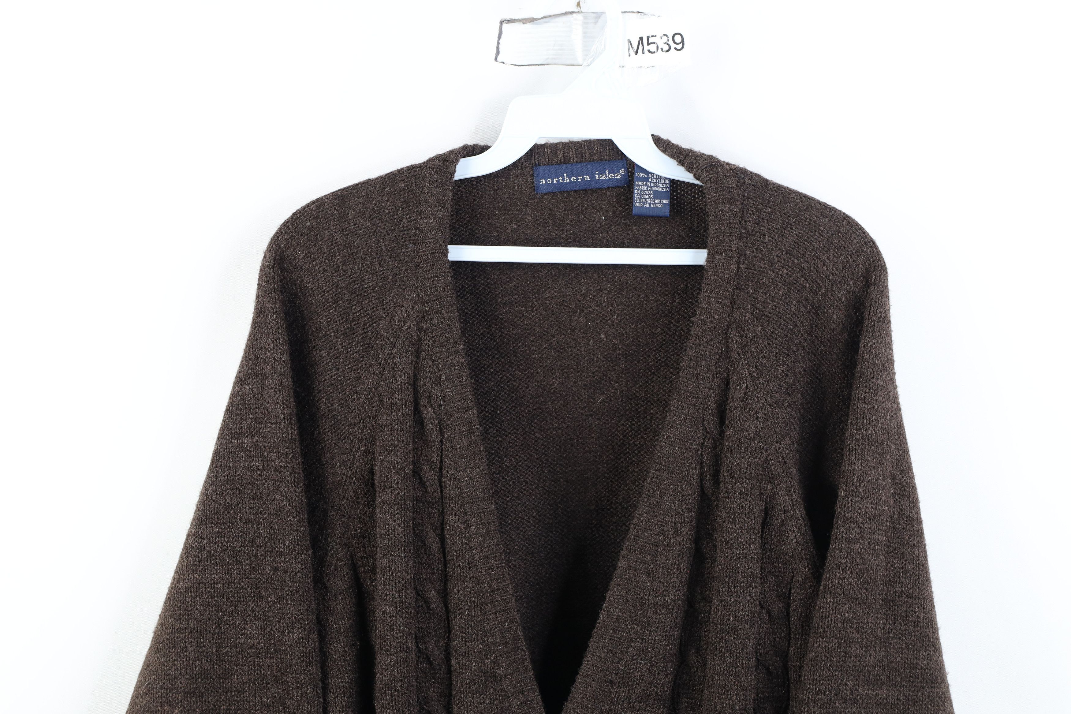 Vintage Vintage 90s Streetwear Cable Knit Cardigan Sweater Brown Size US L / EU 52-54 / 3 - 2 Thumbnail