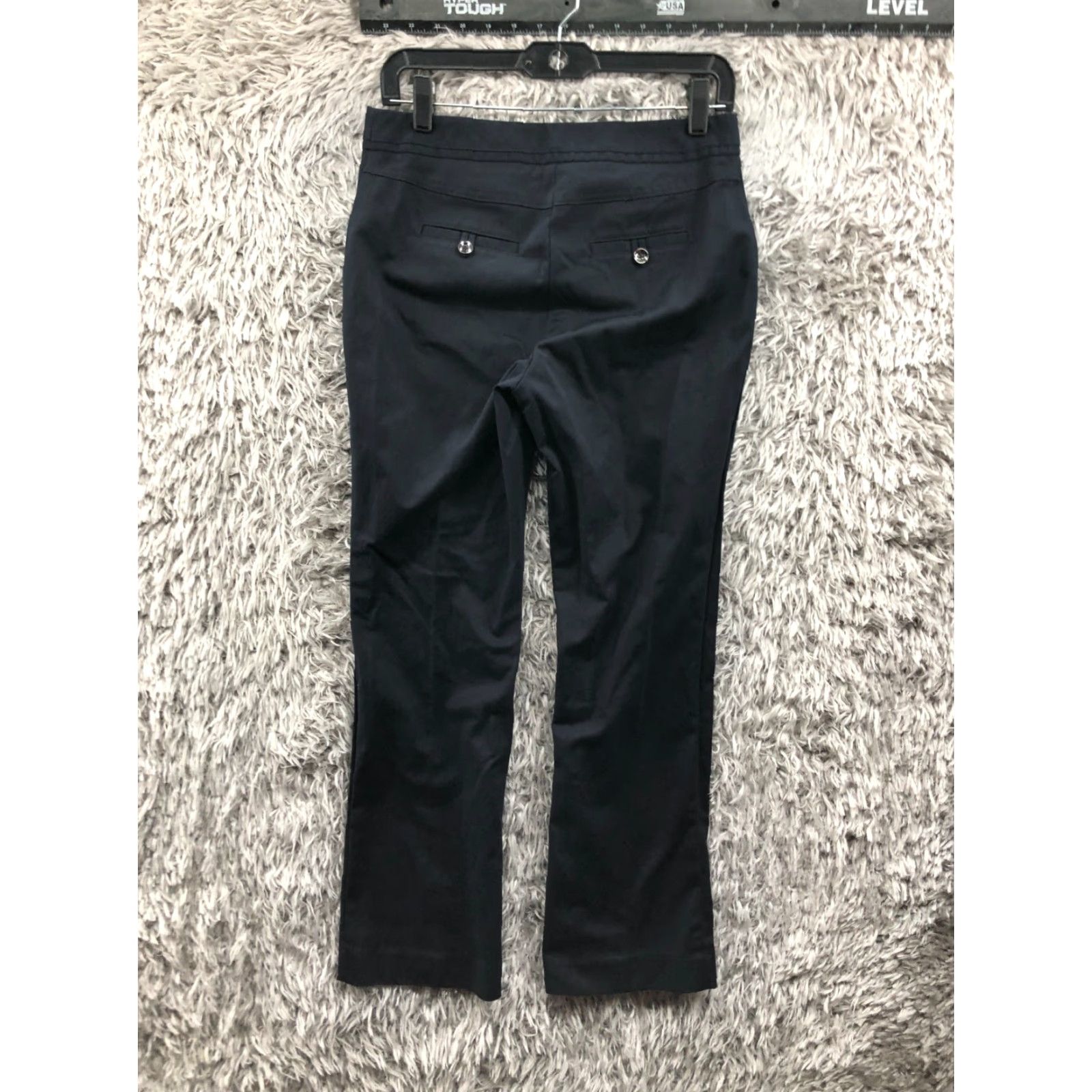 Vintage Rafaella Curvy Straight Pants 4P Petite Womens Mid Rise Black Hook Eye Size 27" / US 4 / IT 40 - 5 Thumbnail