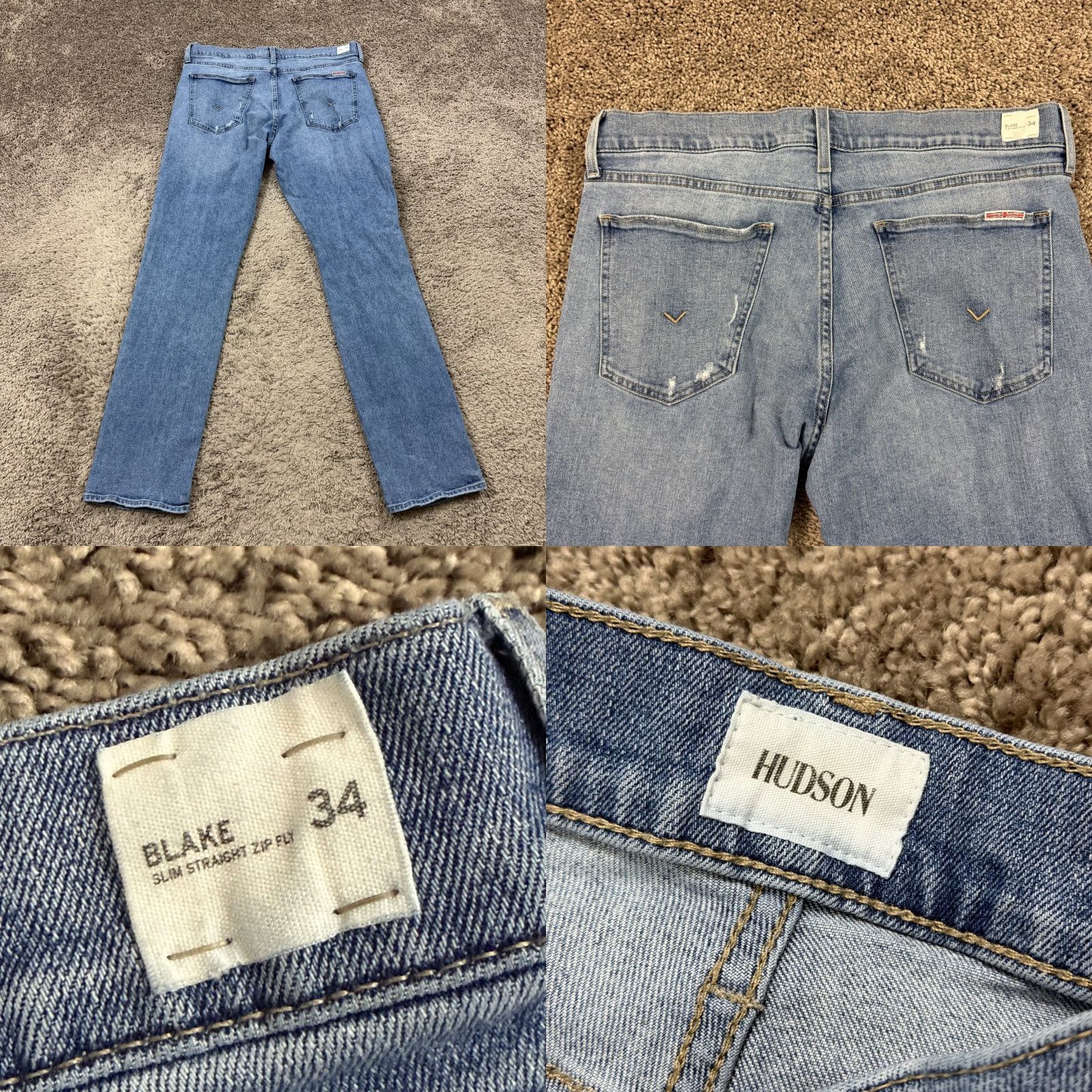 Hudson Hudson Jeans Men 34 Slim Straight Low Rise Medium Wash Denim Blake Shirt? Size US 35 - 8 Thumbnail