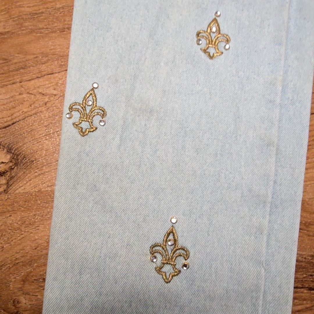 Monique Lhuillier Vintage Monique Fleur De Lis Embroidered Jeans 7/8 Size 30" / US 8 / IT 44 - 4 Thumbnail
