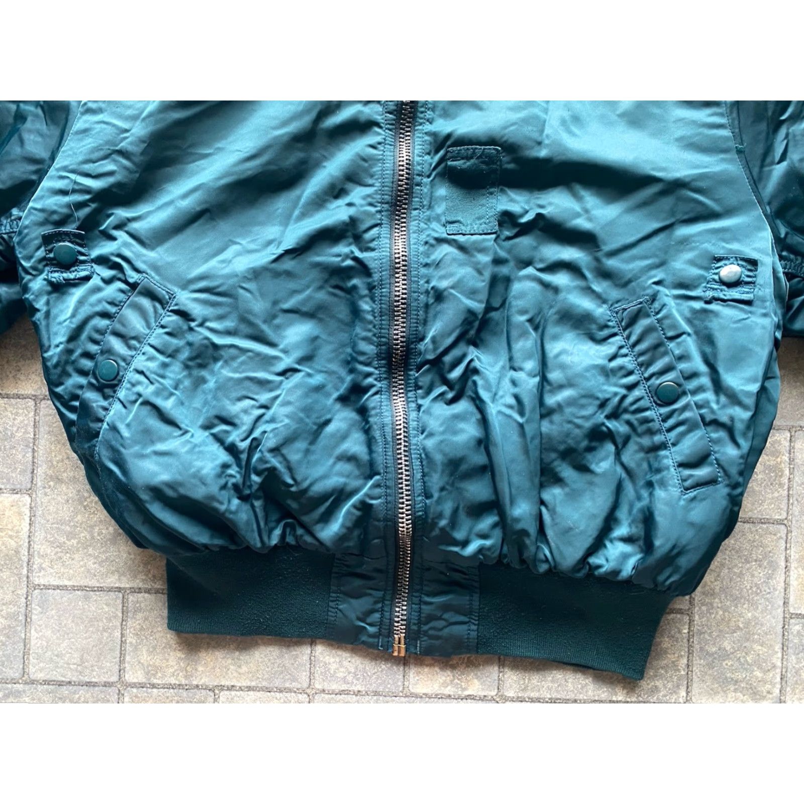 Vintage Alpha Industries Flying Jacket Flight Flyers Green Men’s Large Missing Collar Mens Size US L / EU 52-54 / 3 - 3 Thumbnail