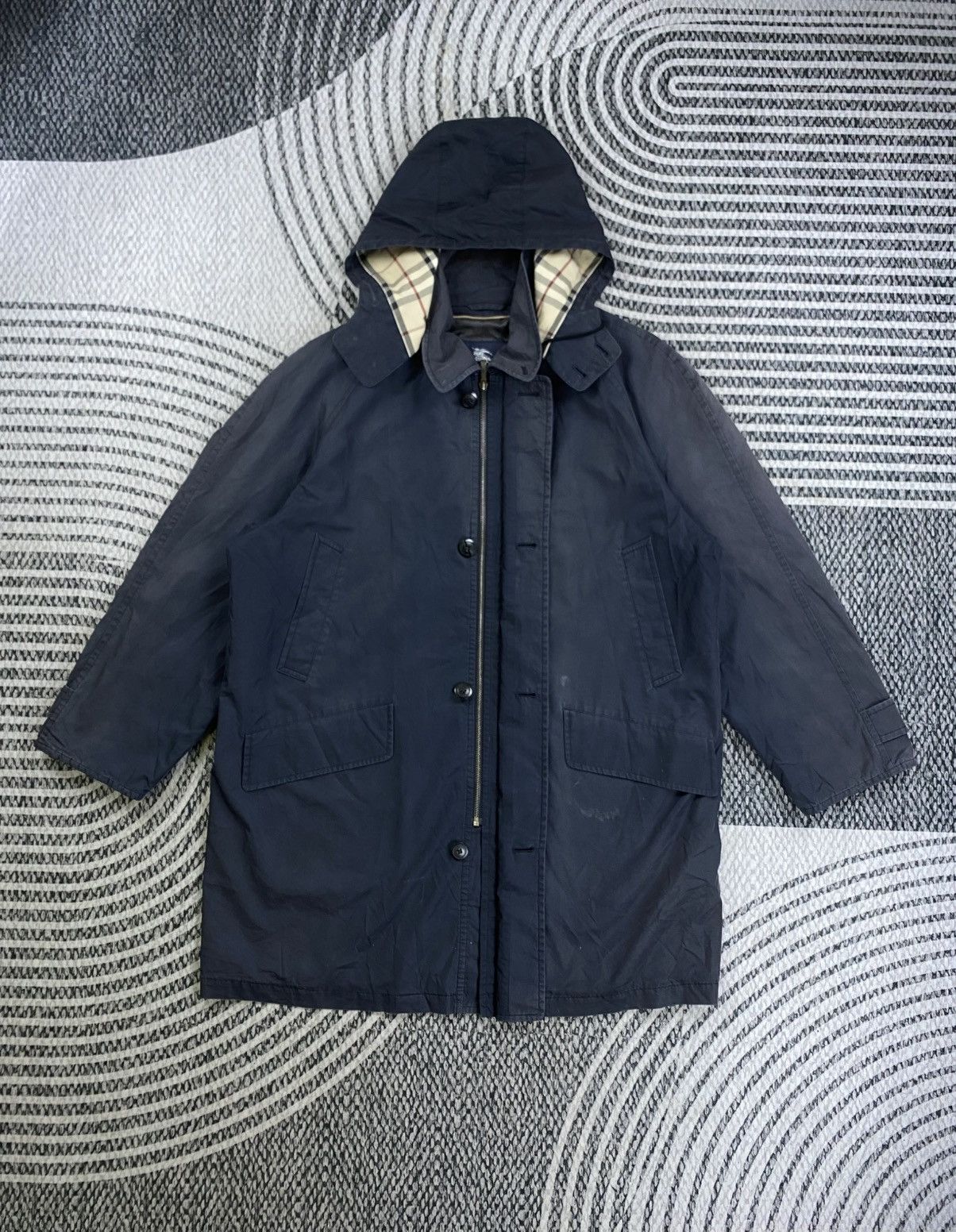 Burberry Vintage Burberry London Nova Check Hoodie Long Jacket Size US XL / EU 56 / 4 - 5 Thumbnail
