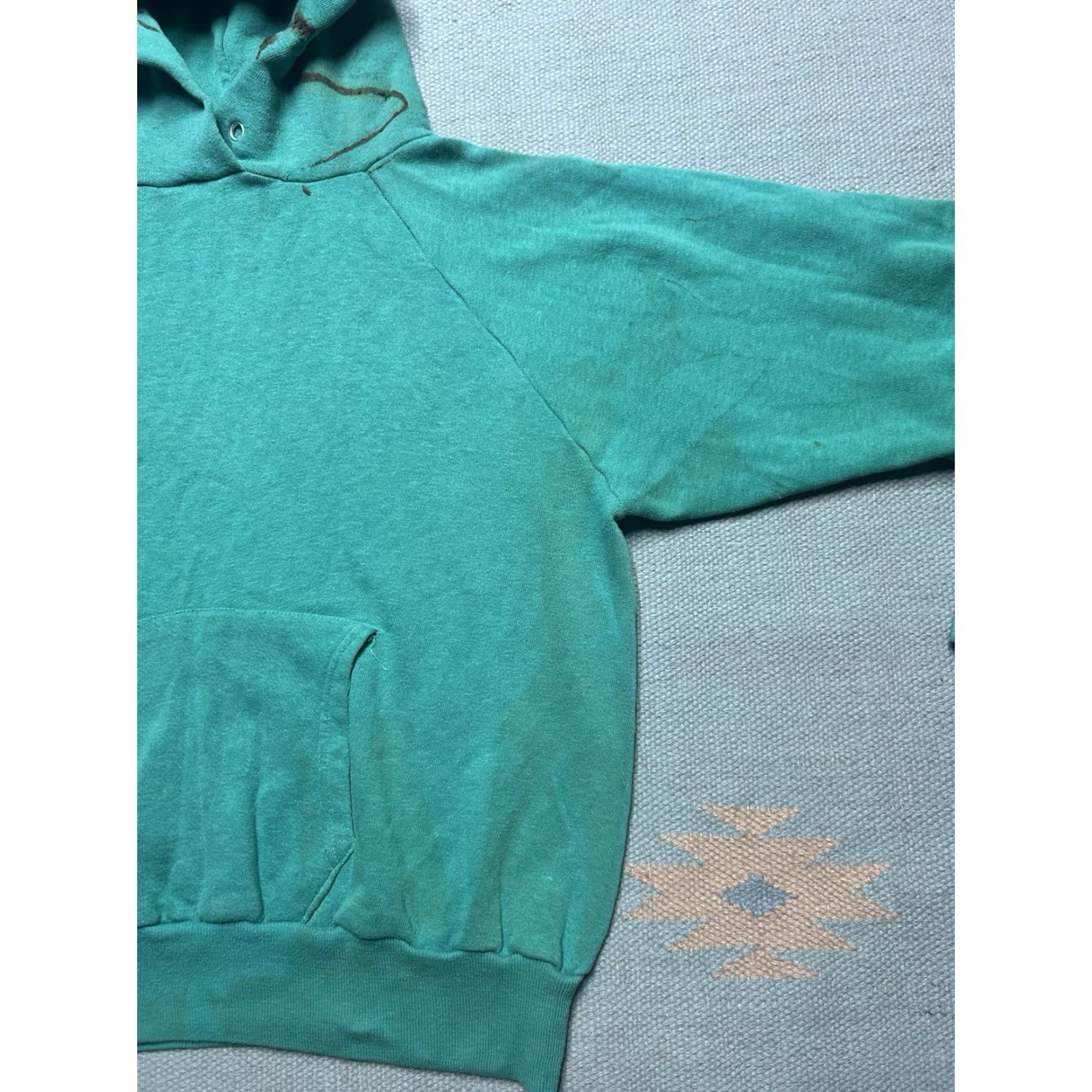 Altea VINTAGE 70s pullover hoodie sweatshirt Blue Mens Hoodie M Teal Turquoise Distressed Sleeve? Size US M / EU 48-50 / 2 - 3 Thumbnail