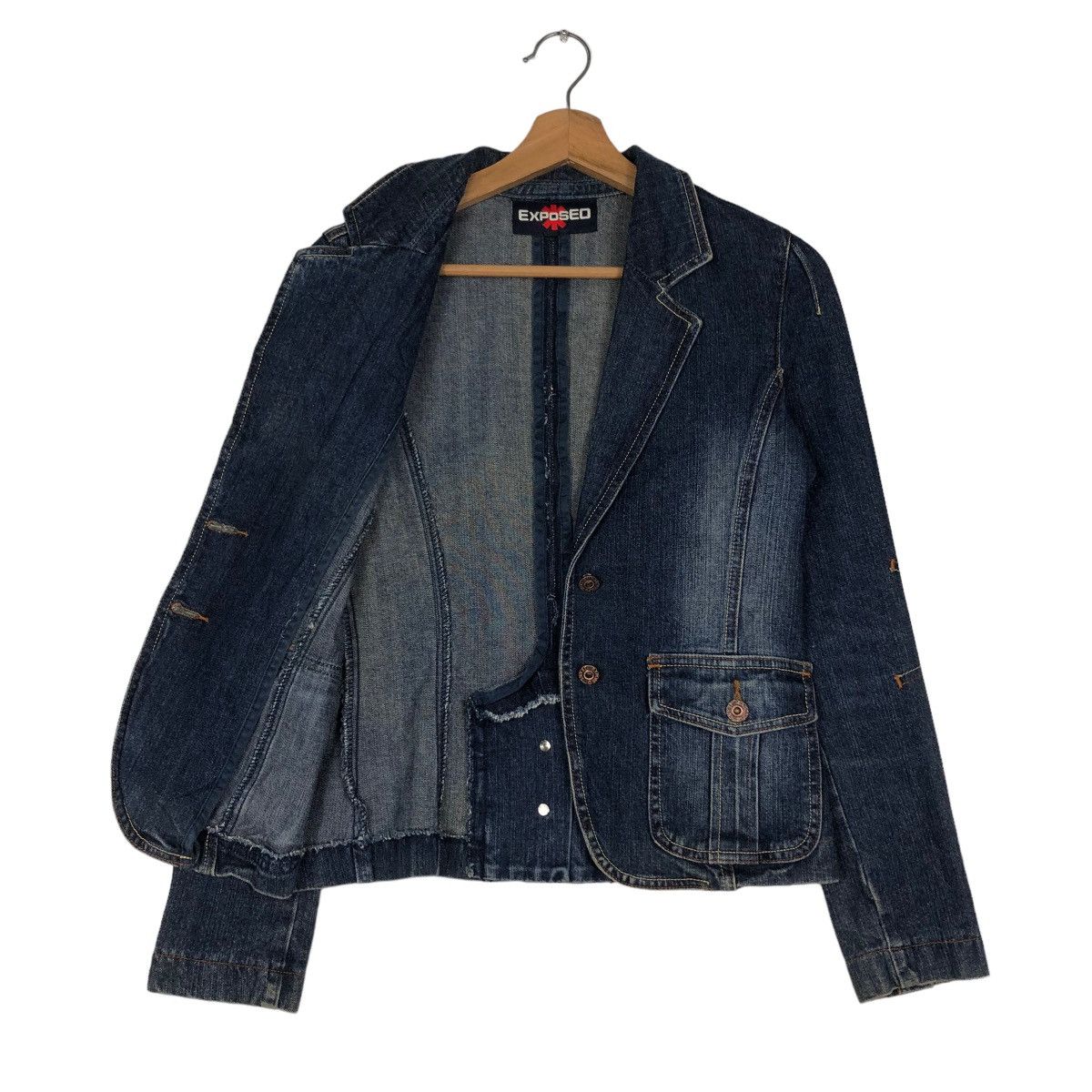 Hysteric Glamour 📌VINTAGE CROPPED BIKER JACKET DENIM EXPOSED JAPAN Size S / US 4 / IT 40 - 11 Thumbnail