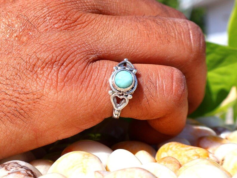 Handmade Handmade Larimar Ring, 925 Sterling Silver Ring, Women Gifts Size ONE SIZE - 7 Thumbnail