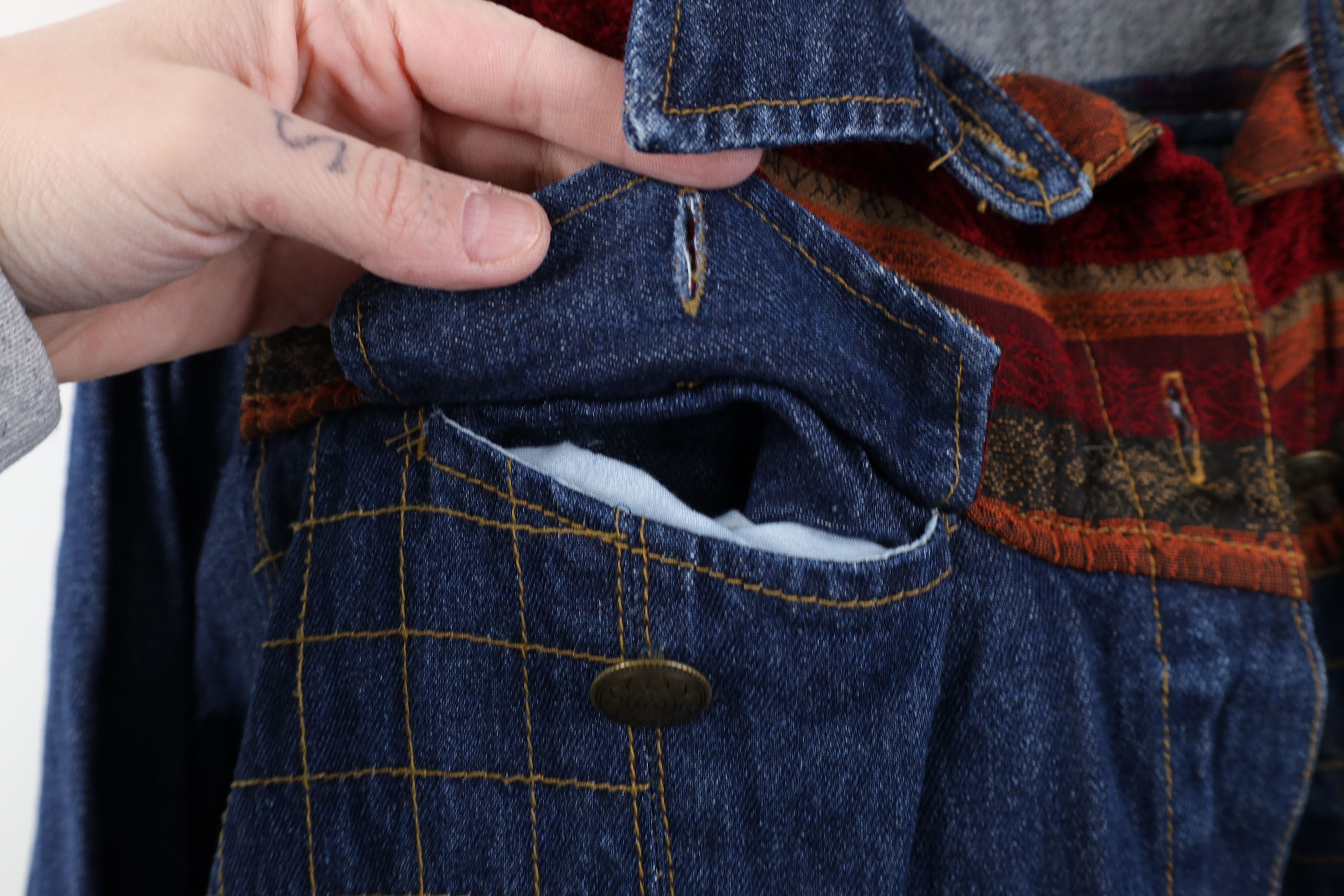 Vintage Vintage 90s Y2K Streetwear Patchwork Denim Shirt Jacket Size L / US 10 / IT 46 - 12 Thumbnail