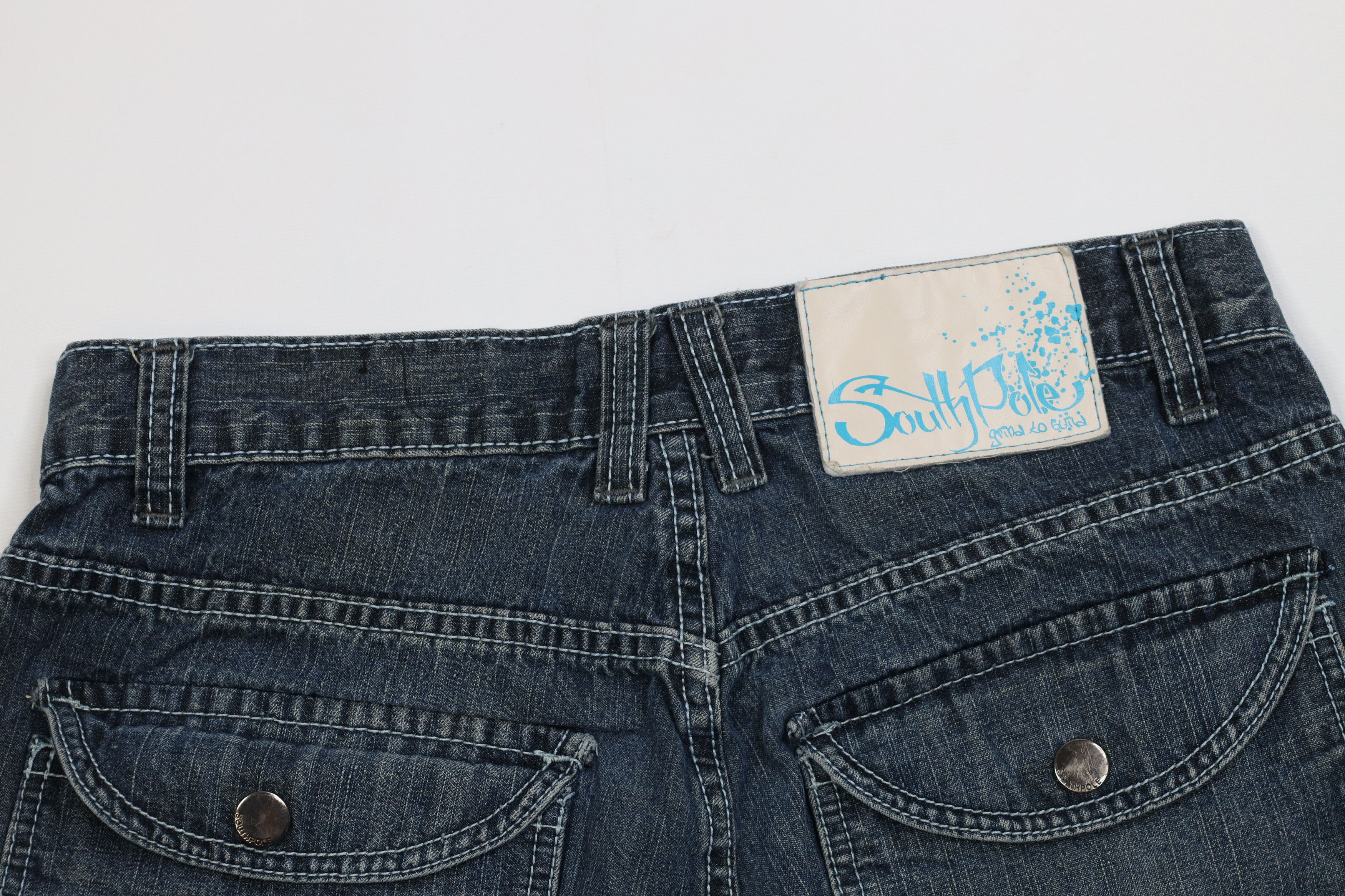 Southpole Vintage 90s Y2K Southpole Buckle Pocket Denim Cargo Shorts Size US 32 / EU 48 - 9 Thumbnail