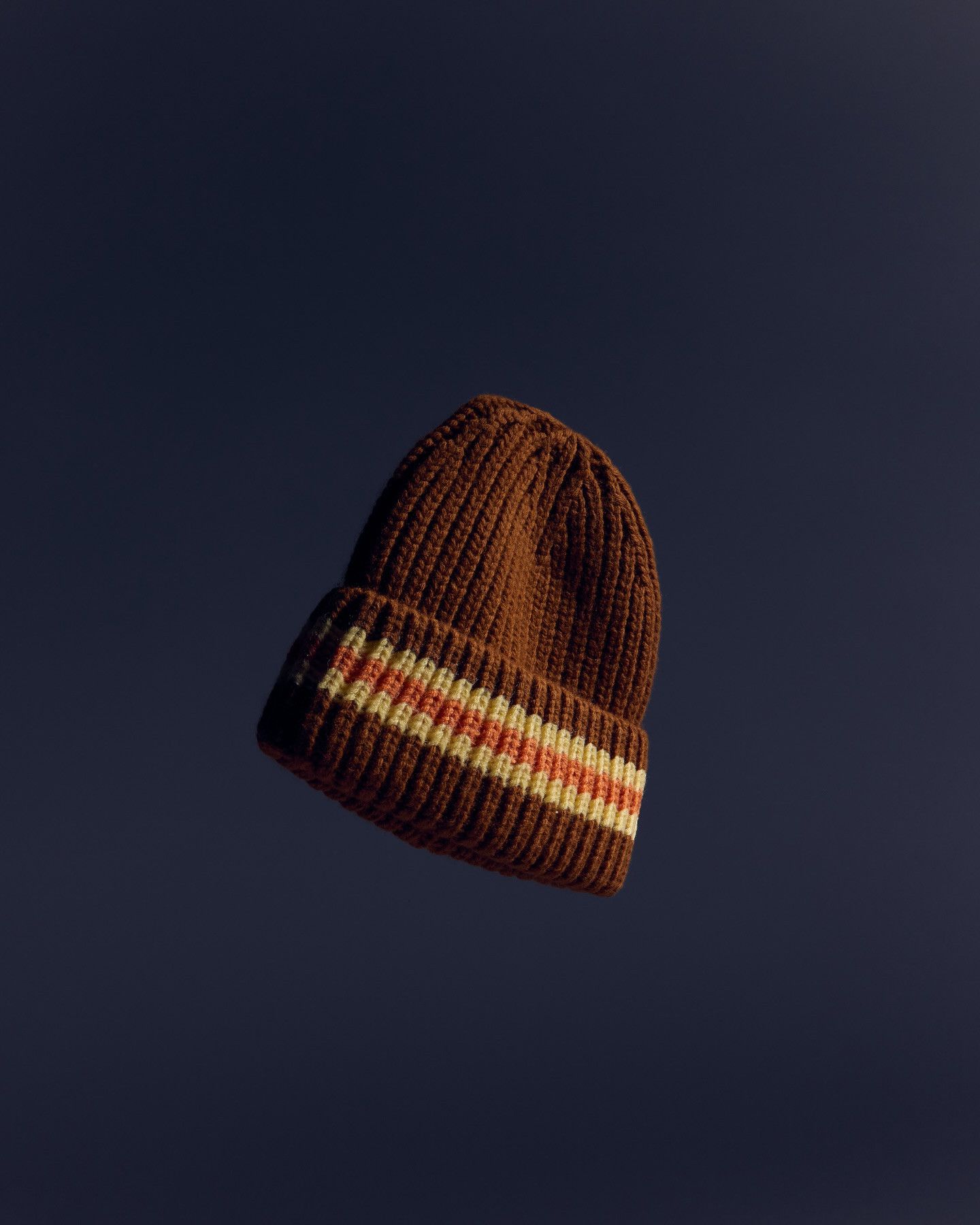 Bare Knuckles 💚 Bare Knuckles Striped 100% Wool Beanie Brown NEW Size ONE SIZE - 1 Thumbnail