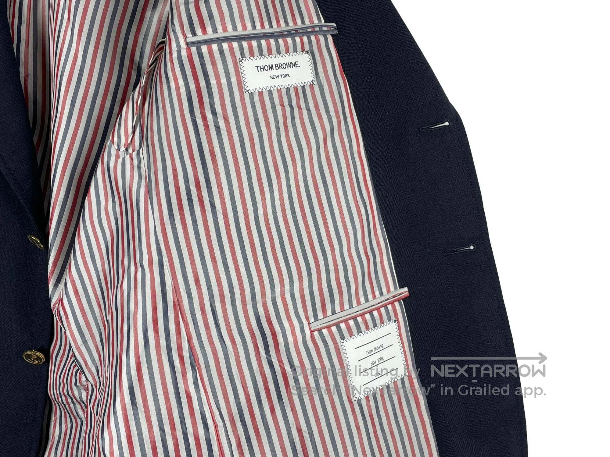 Thom Browne Thom Browne Classic Striped Golden Button Jacket Size US XL / EU 56 / 4 - 6 Thumbnail