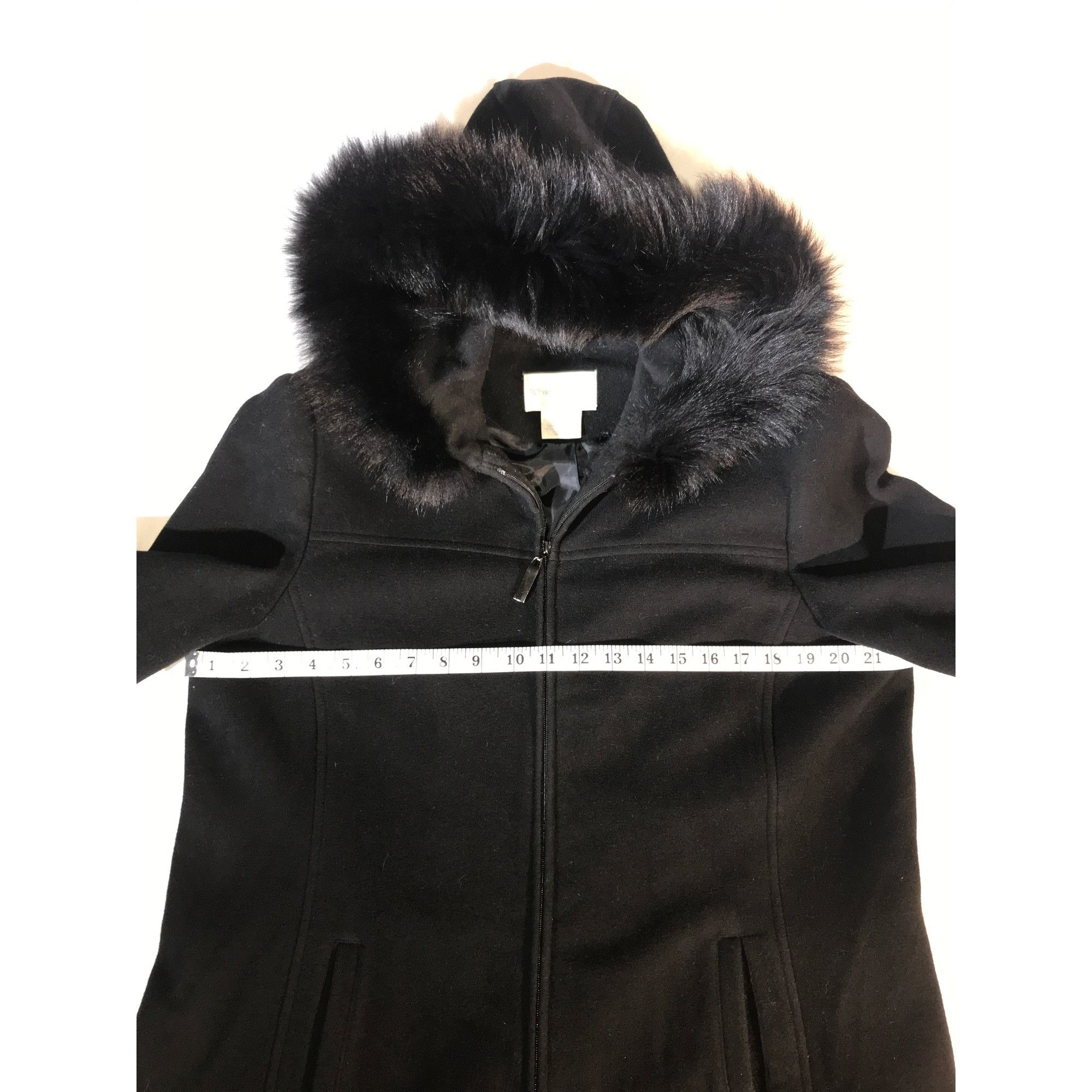 Worthington Worthington Black Wool Blend Coat Faux Fur Hood Size XL / US 12-14 / IT 48-50 - 5 Thumbnail