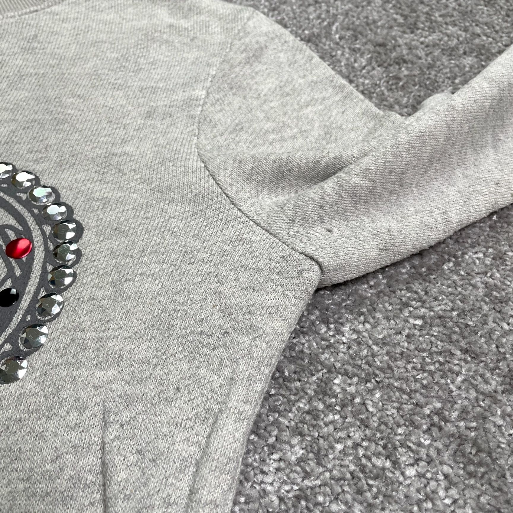 AQUA Aqua Sweatshirt Womens Small Gray Graphic Crown Rhinestone by Bloomingdale's Pullover Casual All Seasons Long Sleeve Chest Size 37 in Regular Fit Size S / US 4 / IT 40 - 4 Thumbnail