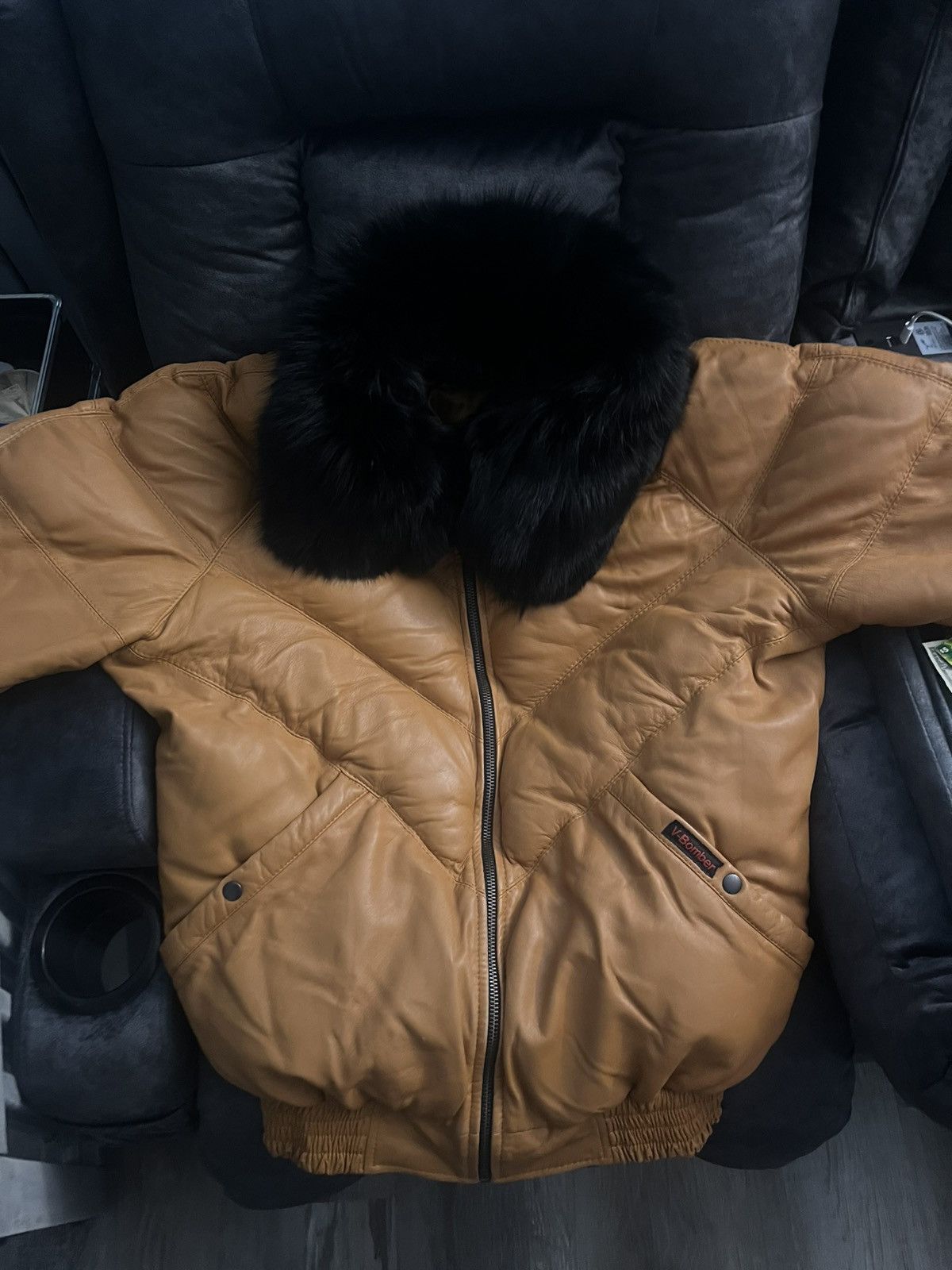 Genuine Leather DaRucci Leather Bomber with Fox fur collar Size US L / EU 52-54 / 3 - 1 Thumbnail