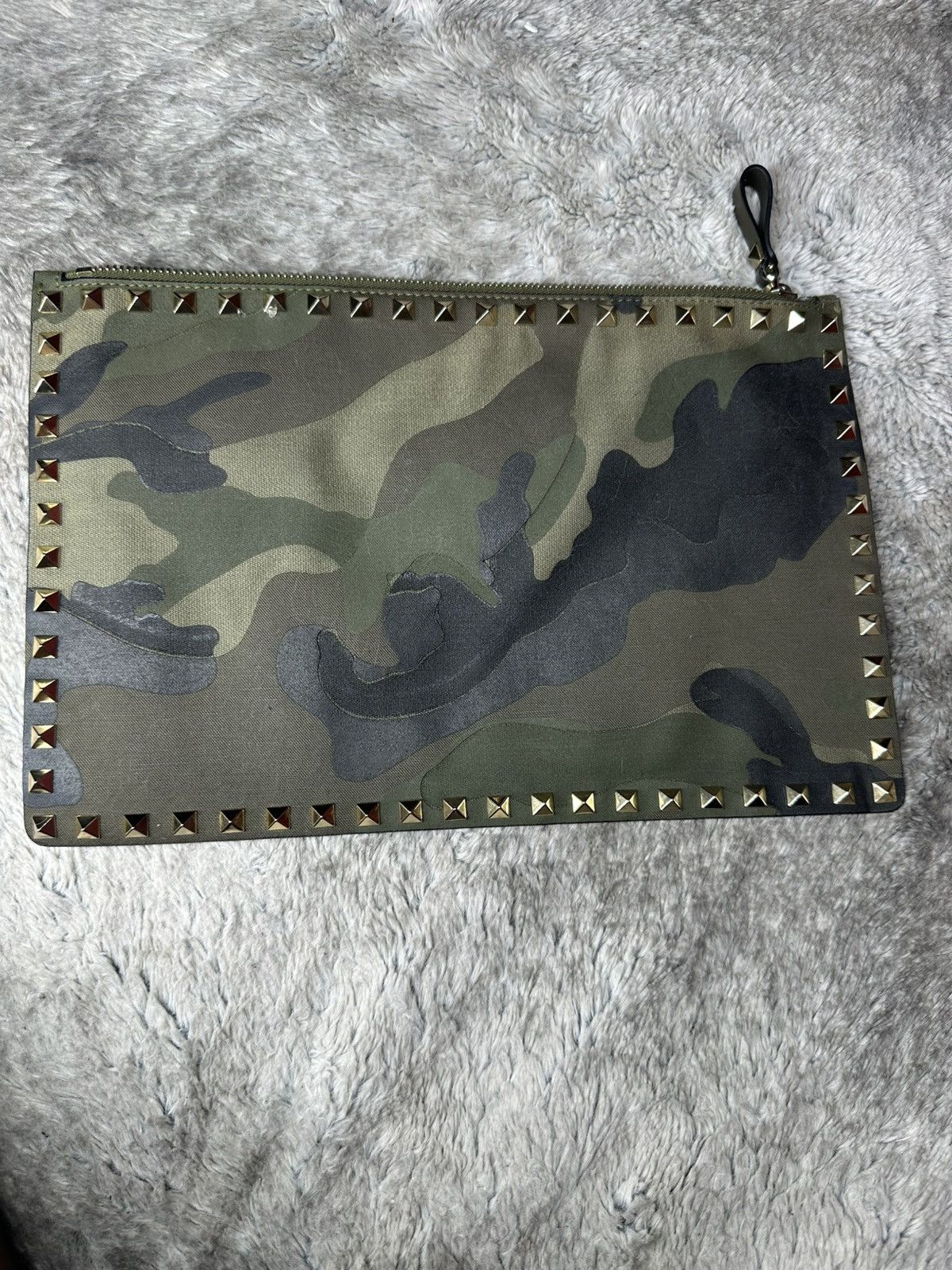 Gianni Valentino Valentino Garavani Rockstud Clutch Bag – Olive Green Leather Size ONE SIZE - 5 Thumbnail