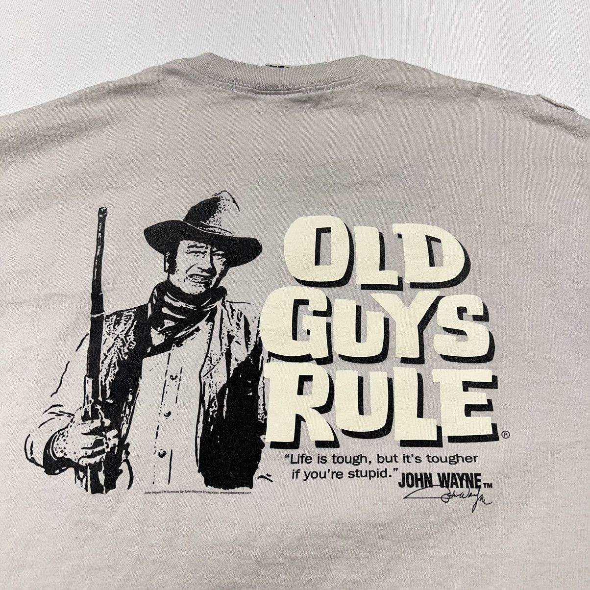 Vintage Old Guys Rule Tee Shirt Beige John Wayne Graphic Dad Y2K Size US L / EU 52-54 / 3 - 12 Thumbnail