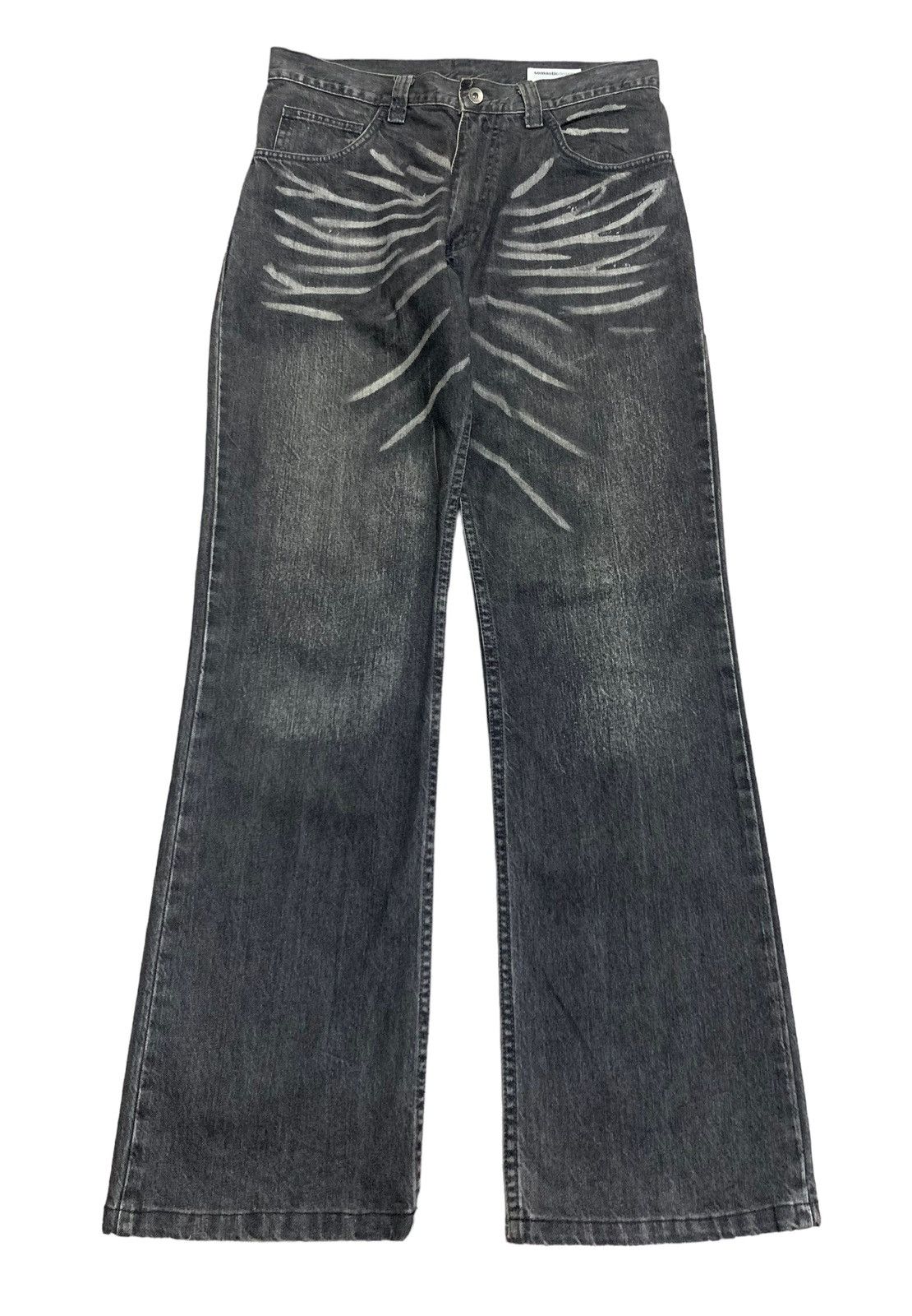 image of Archival Clothing x If Six Was Nine Vintage Semantic Design Flared Jeans 1990S in Denim (Size 33)
