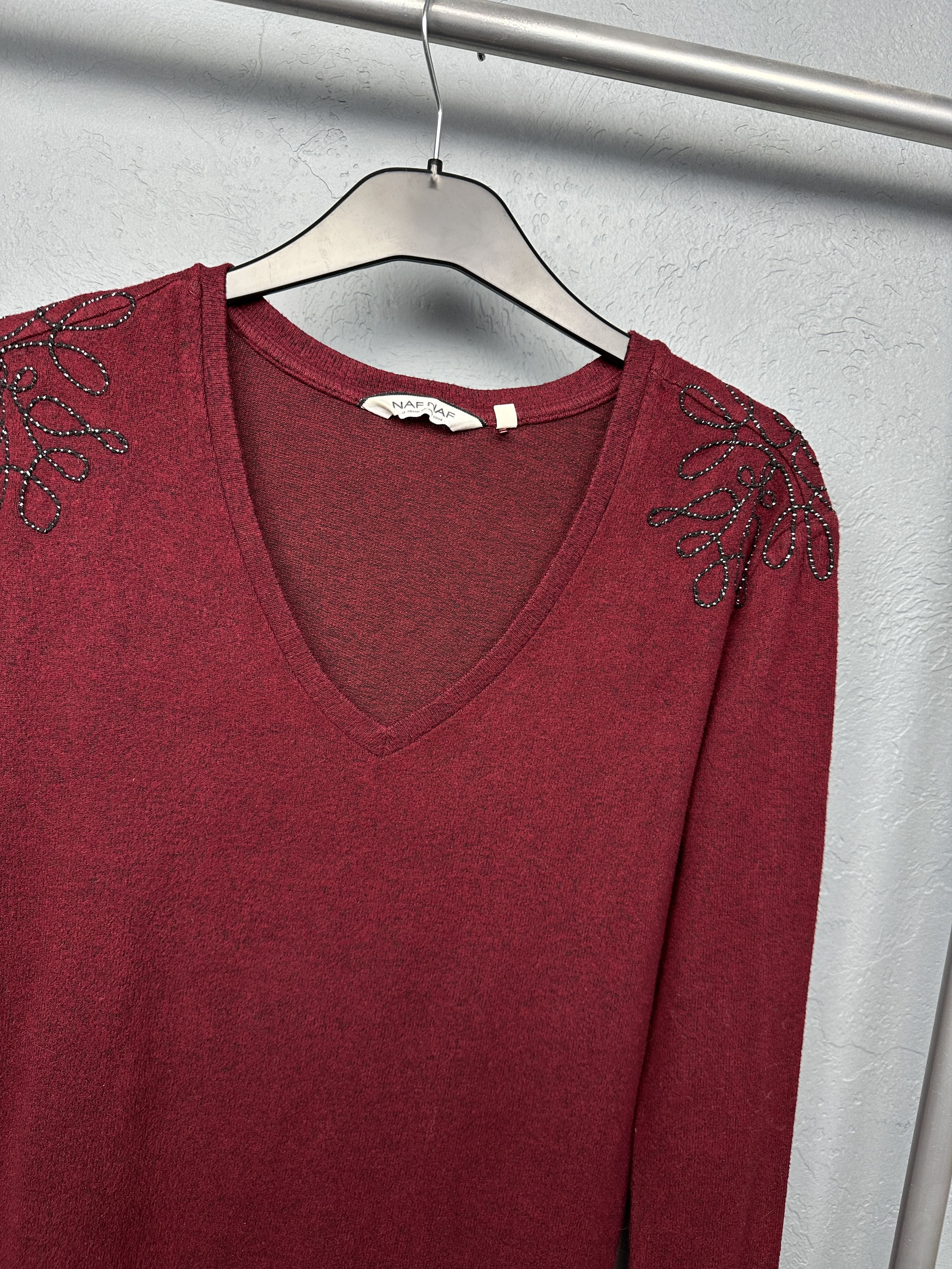 Other Naf Naf Womens V-Neck Wool Sweater Jumper Size M / US 6-8 / IT 42-44 - 2 Thumbnail