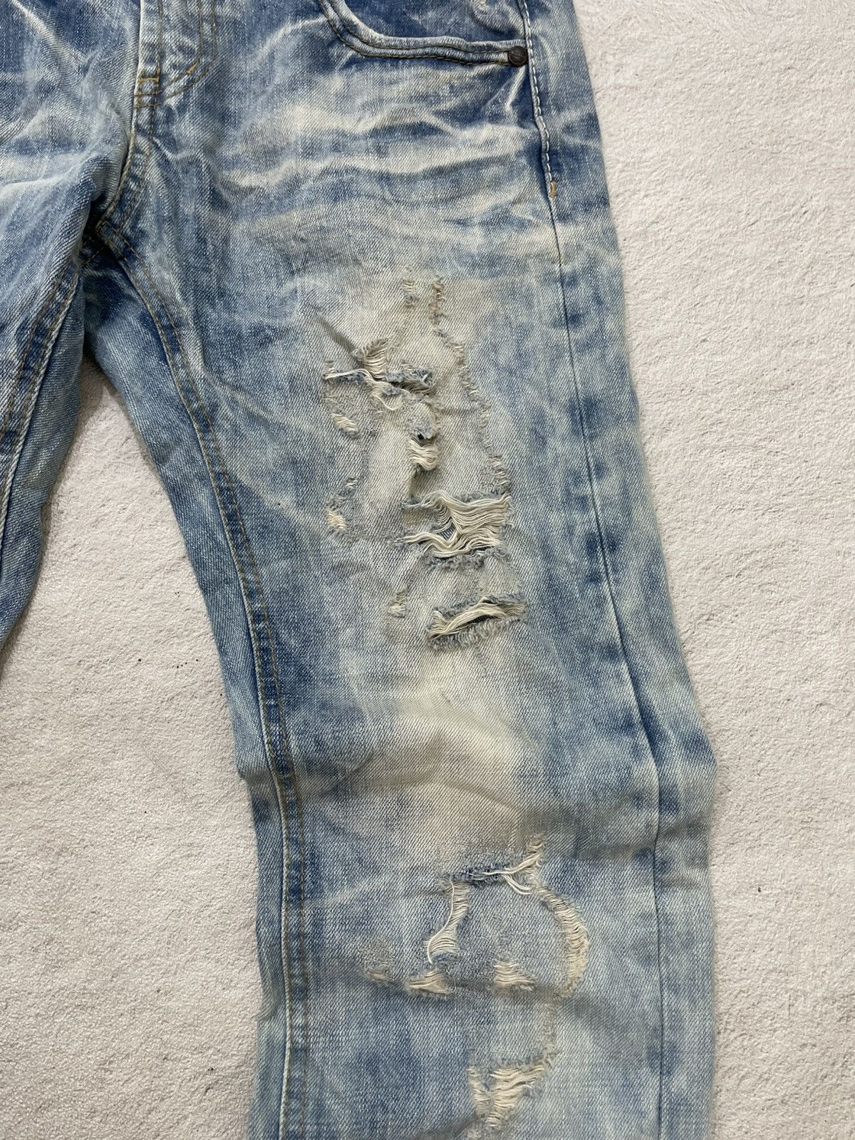If Six Was Nine 2000s Buckaroo Heavy Distressed Denim Light Washed Y2K LGB Size US 31 - 3 Thumbnail