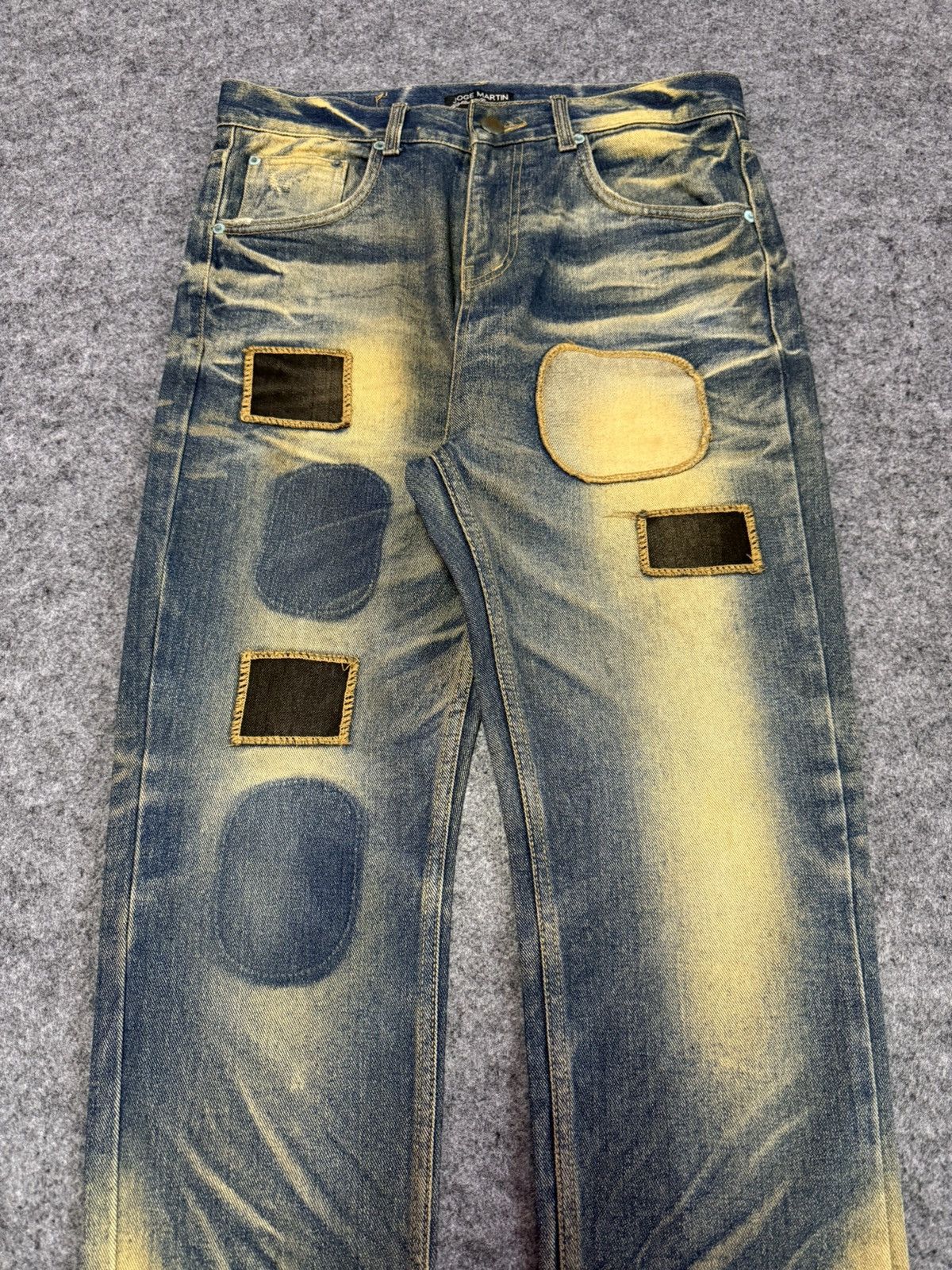 Japanese Brand Joge Martin Japan Mud Wash Rusty Patchwork Tapered Jeans Size US 31 - 3 Thumbnail